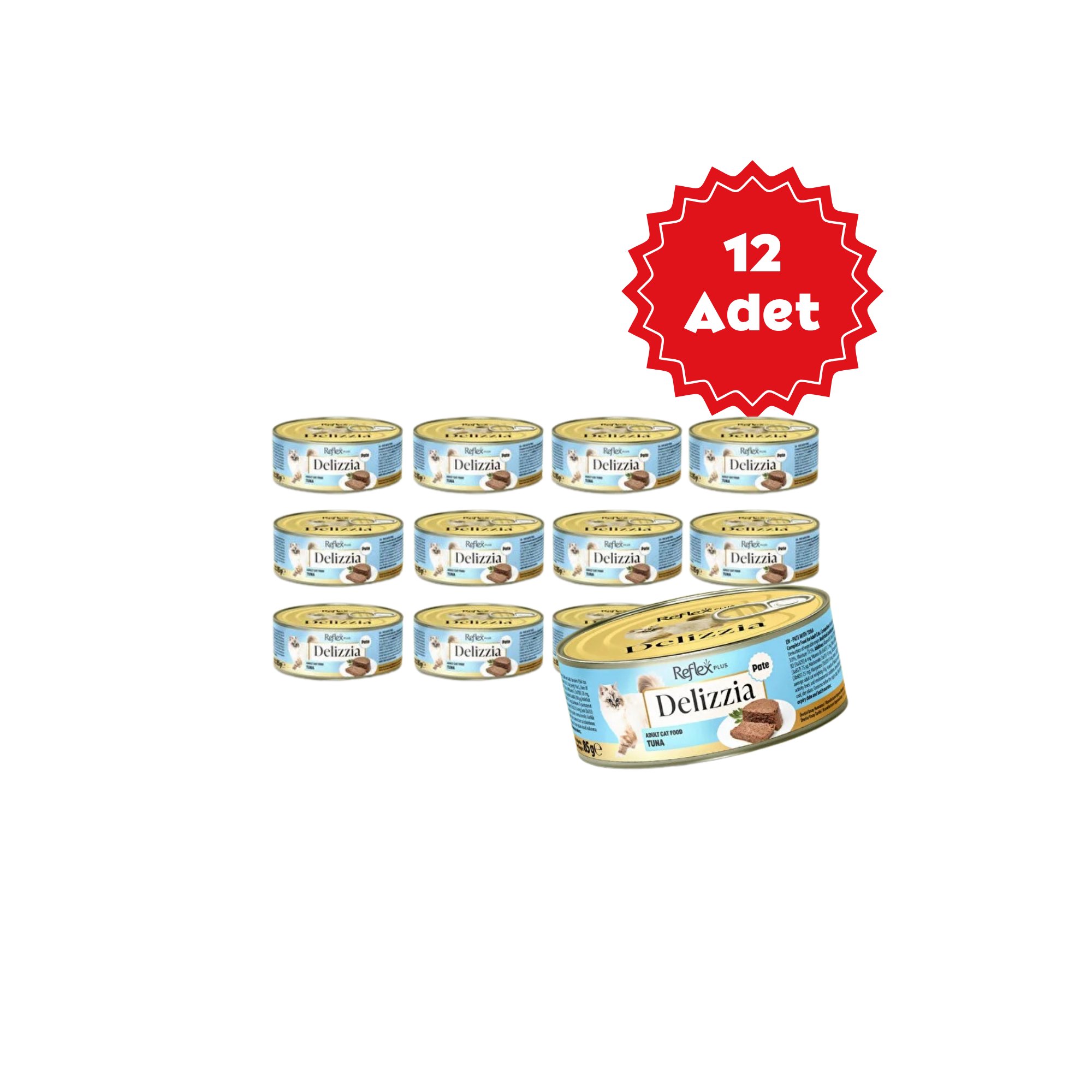  Reflex Plus Delizzia Kıyılmış Ton Balıklı Pate Yetişkin Kedi Konservesi 85gr x 12 Adet
