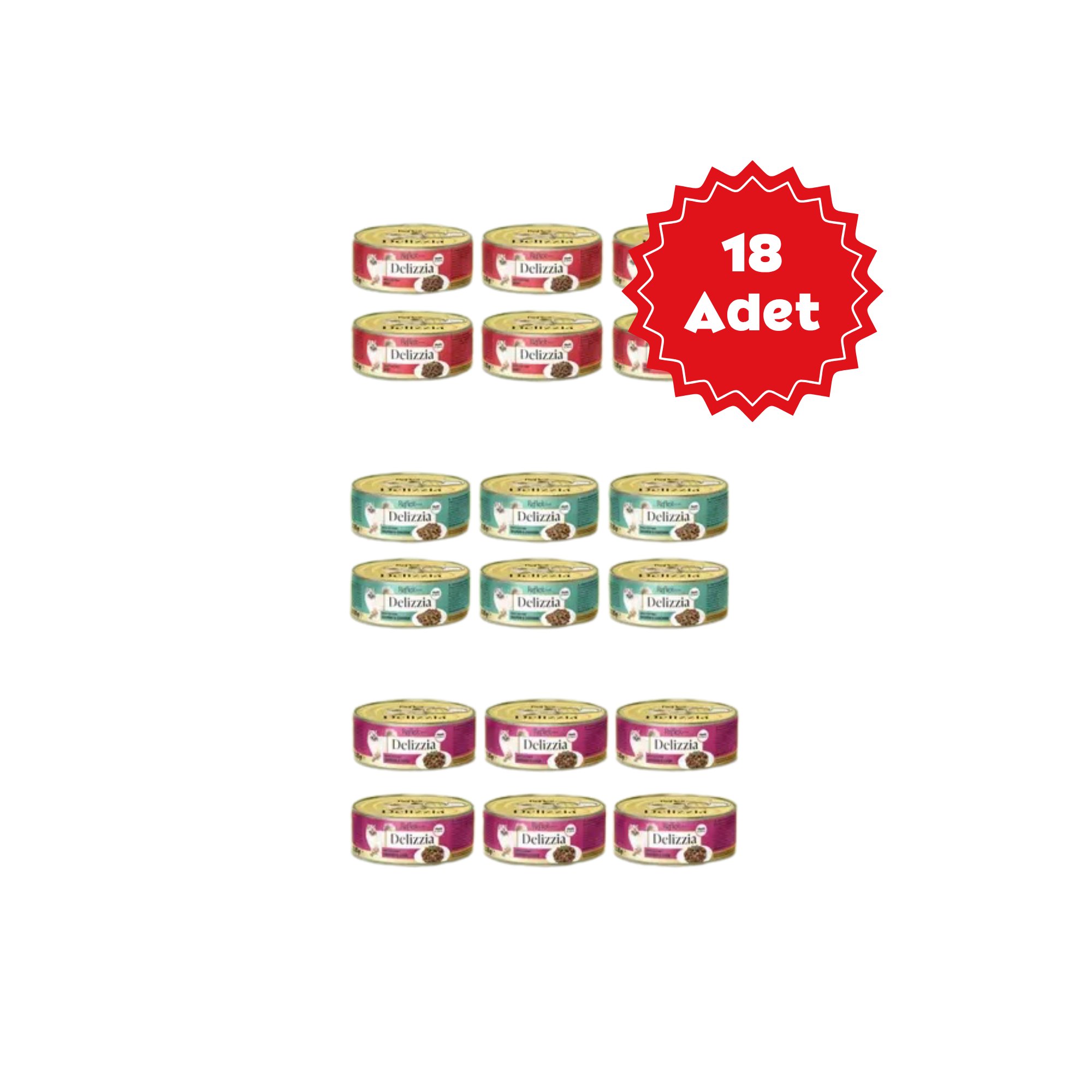  Reflex Plus Delizzia / Sos İçinde Parça Etli Karışık Yetişkin Kedi Maması 85g x 18 Adet