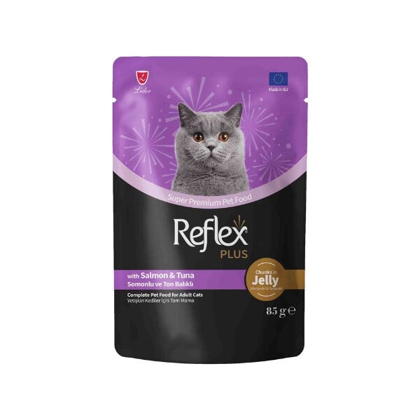  Reflex Plus Jöle İçinde Somonlu ve Ton Balıklı Yetişkin Kedi Konservesi 85gr