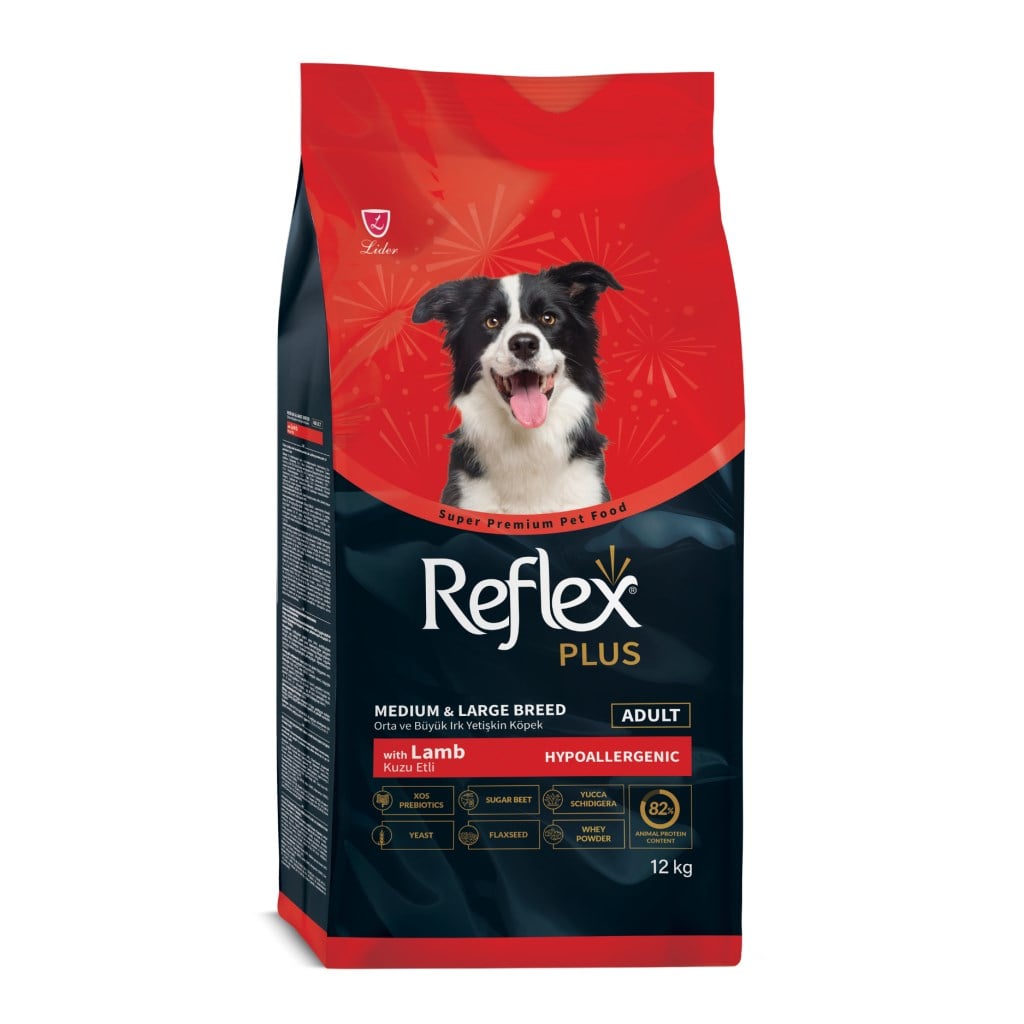  REFLEX PLUS KUZU ETLİ ORTA VE BÜYÜK IRK YETİŞKİN KÖPEK MAMASI 12 KG