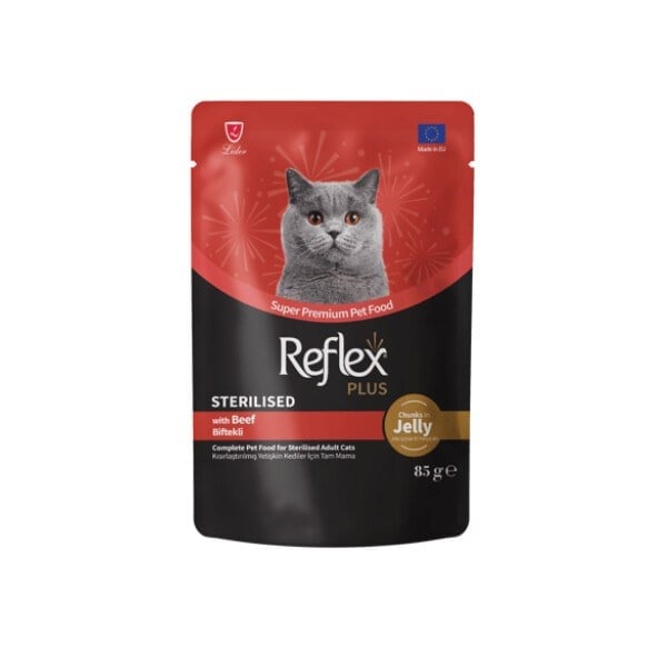  Reflex Plus Sos İçinde Parça Biftek Etli Kısırlaştırılmış Kedi Konservesi 85gr