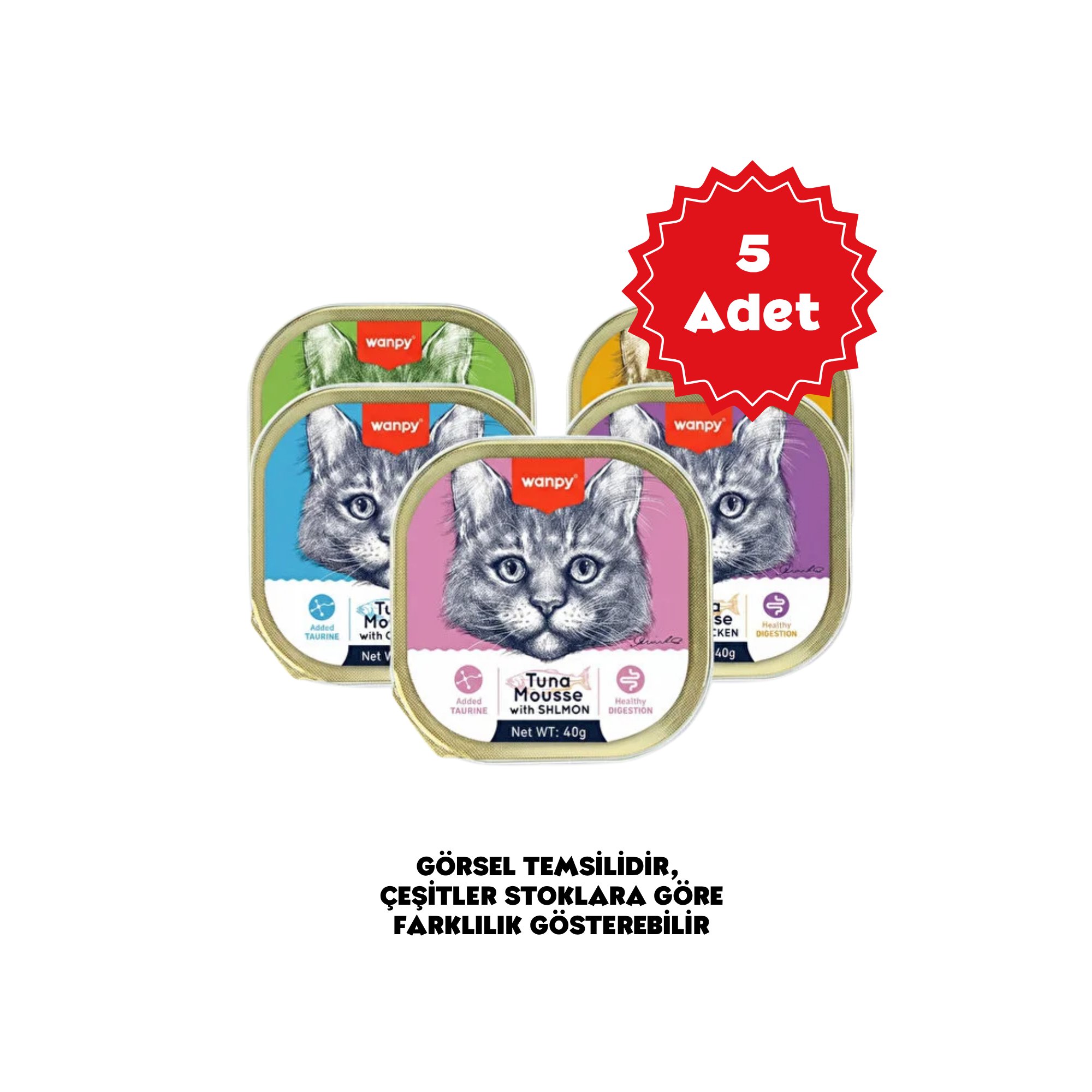  Wanpy Alutray Ezme Karışık Set Kedi Konservesi 40gr x 5 Adet