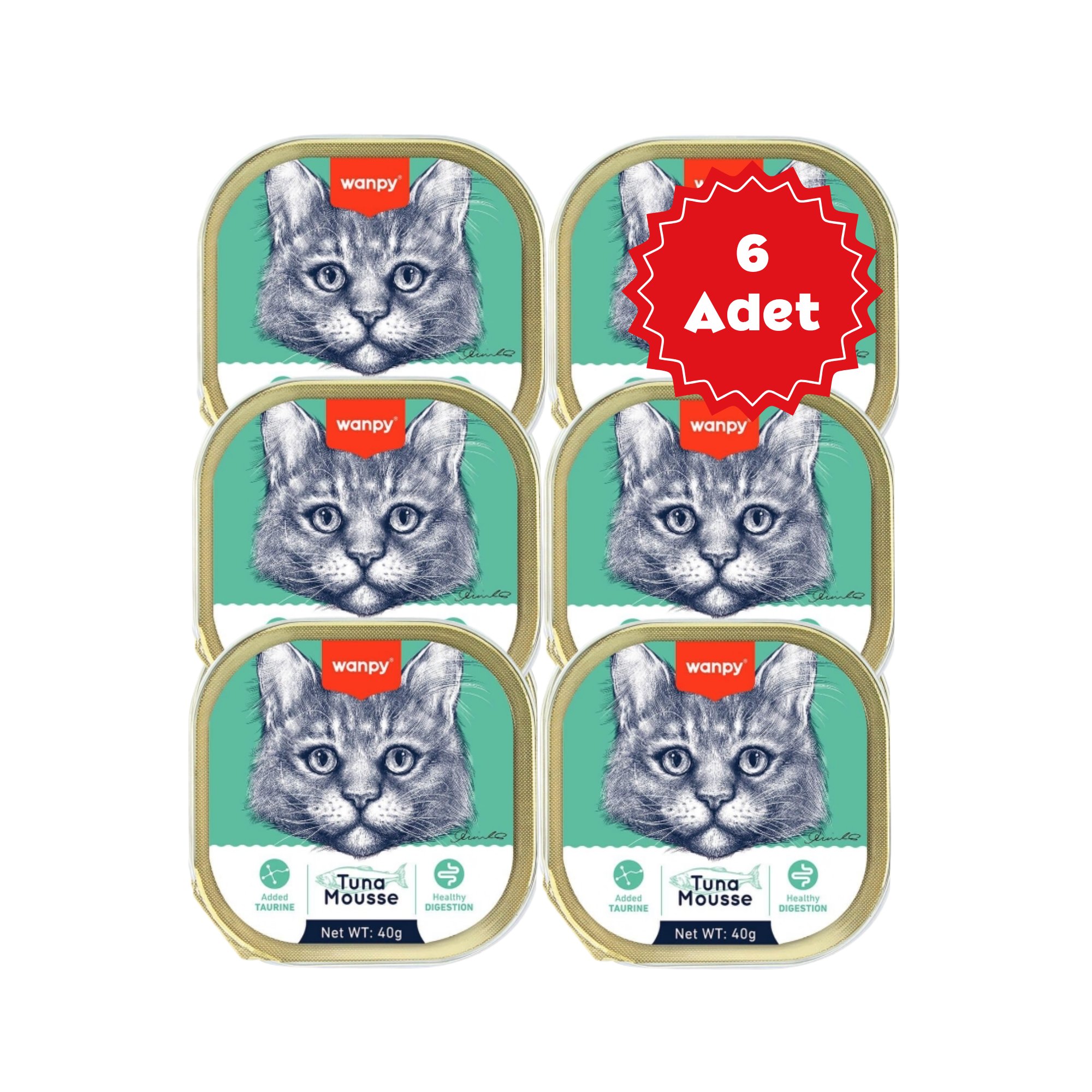  Wanpy Alutray Ezme Ton Balıklı Kedi Konservesi 40grX6 Adet
