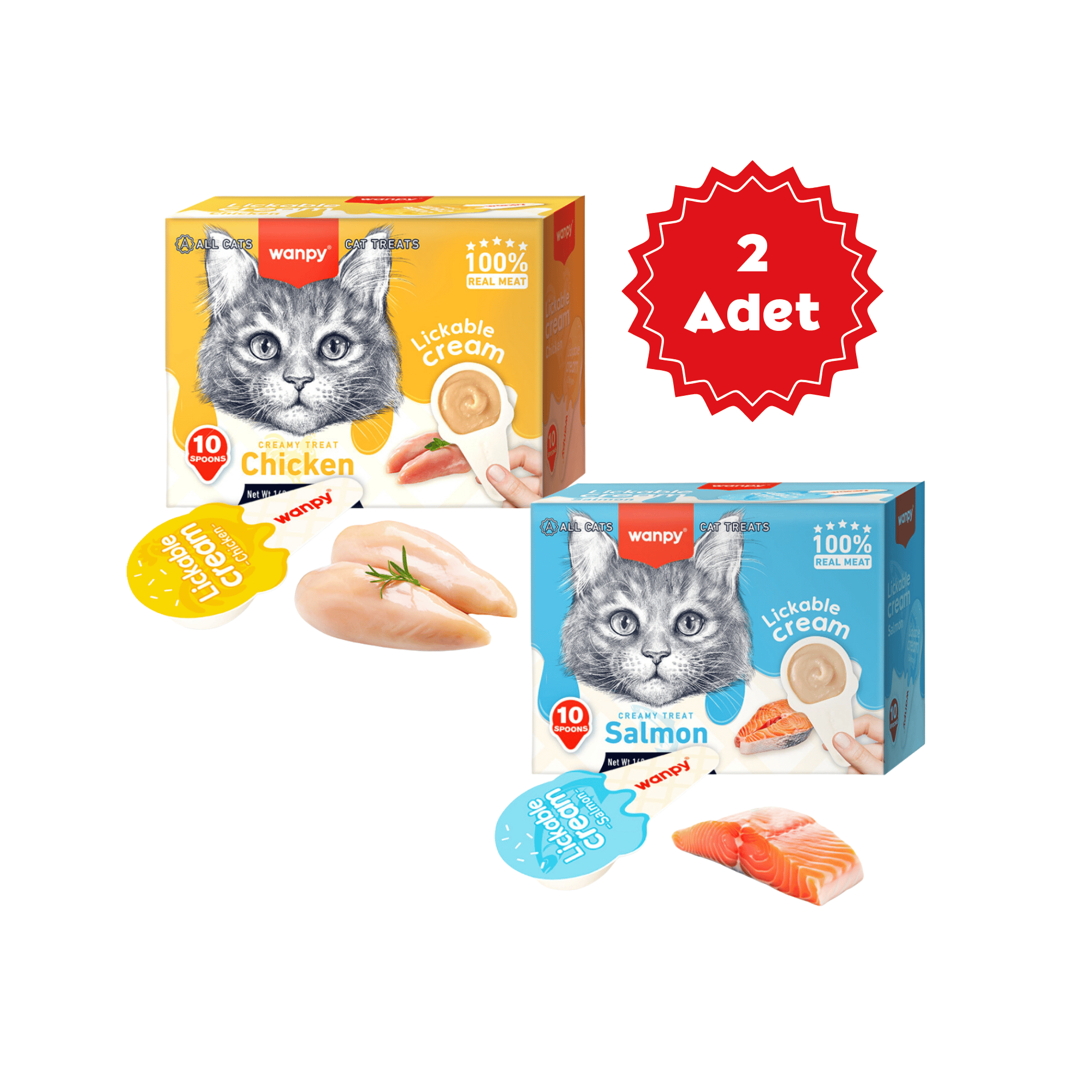  Wanpy Karışık Kaşık Krema Kedi Ödül Maması 10x16gr x 2 Adet