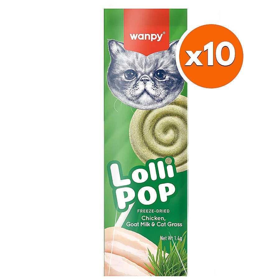  WANPY KEDİLER İÇİN DONDURULARAK KURUTULMUŞ LOLİPOP - KEDİ OTU -1.4 G*10'LU