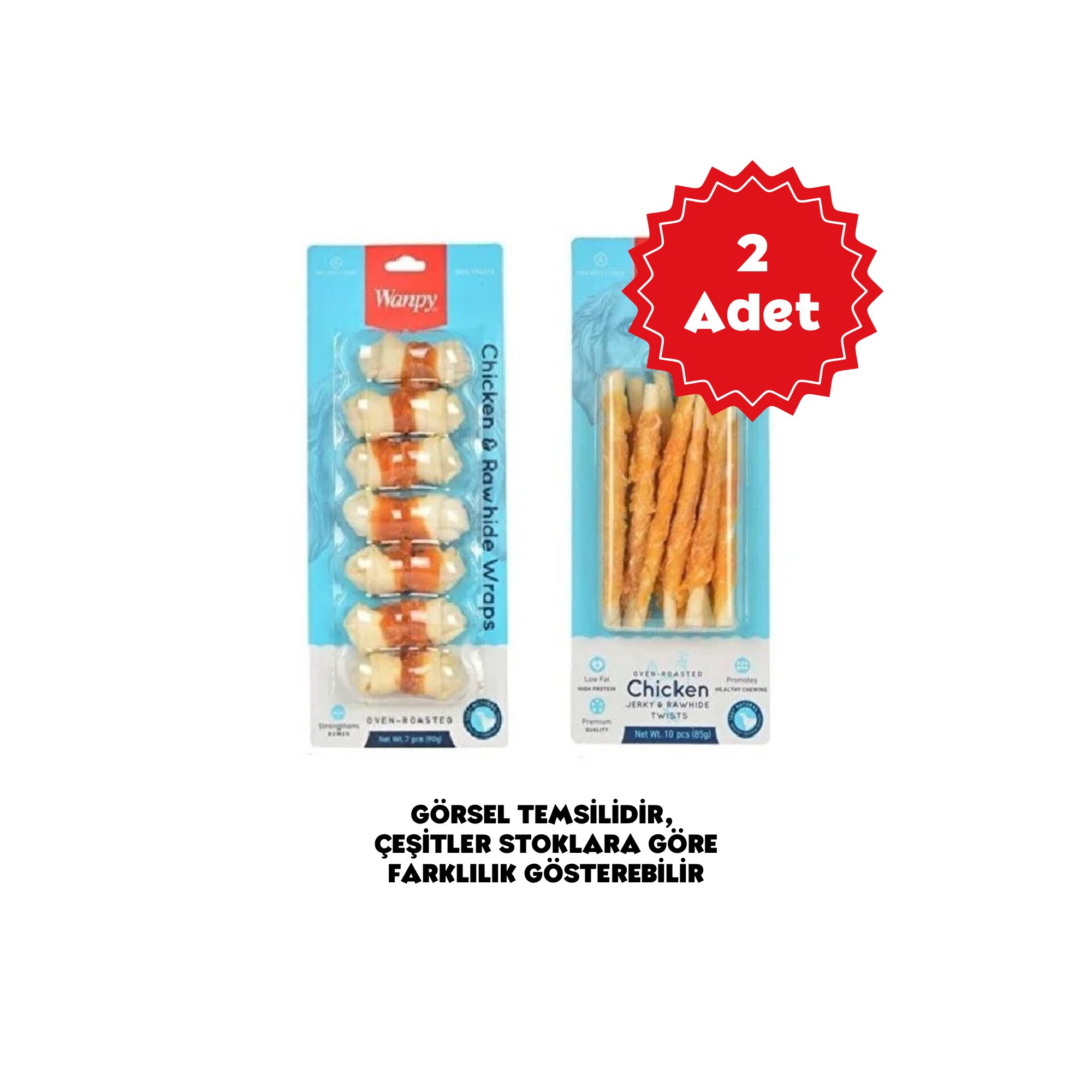  Wanpy Oven Roasted Tavuk Sargılı Kemik + Burgu Çubuk Karma 2li Set