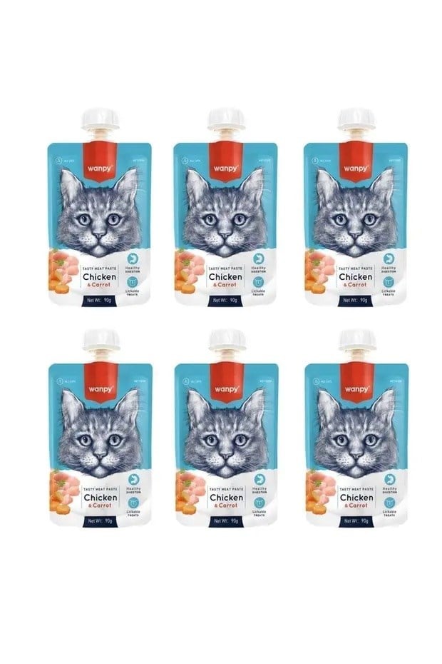  Wanpy Tavuklu ve Havuçlu Ezme Kedi Ödül Maması 90gr x 6 Adet