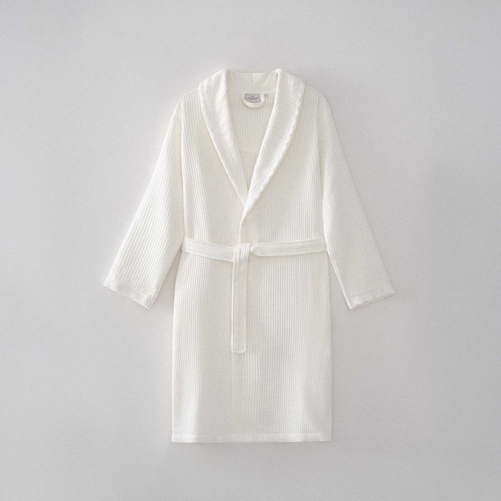 Eco Cotton Alessa Kadın Pike Bornoz Organik Pamuk Krem