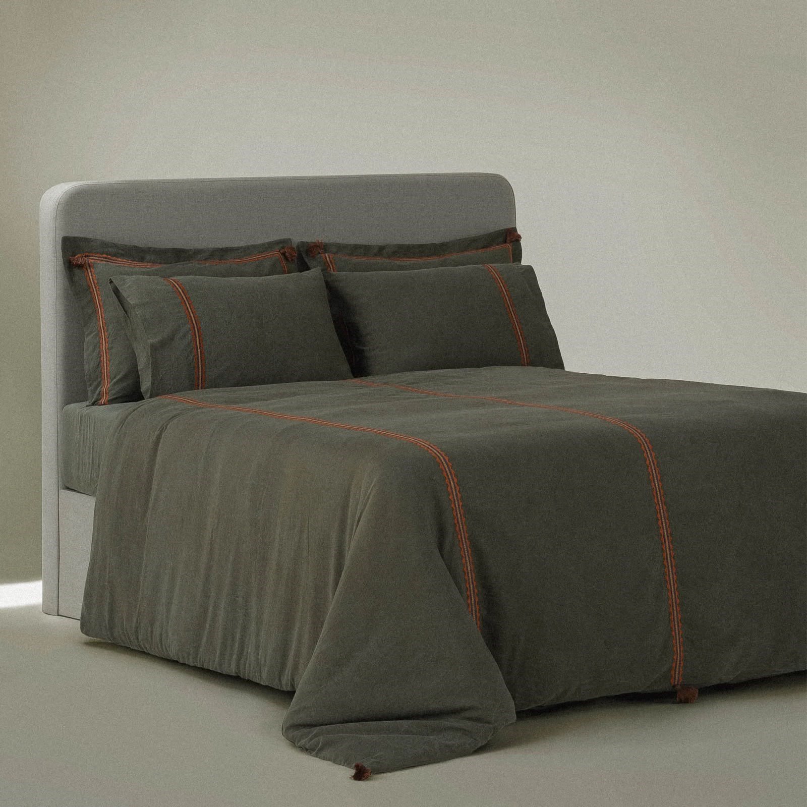 Eco Cotton Hazar Çift Kişilik Nevresim Takımı Organik Pamuk Saten Yeşil