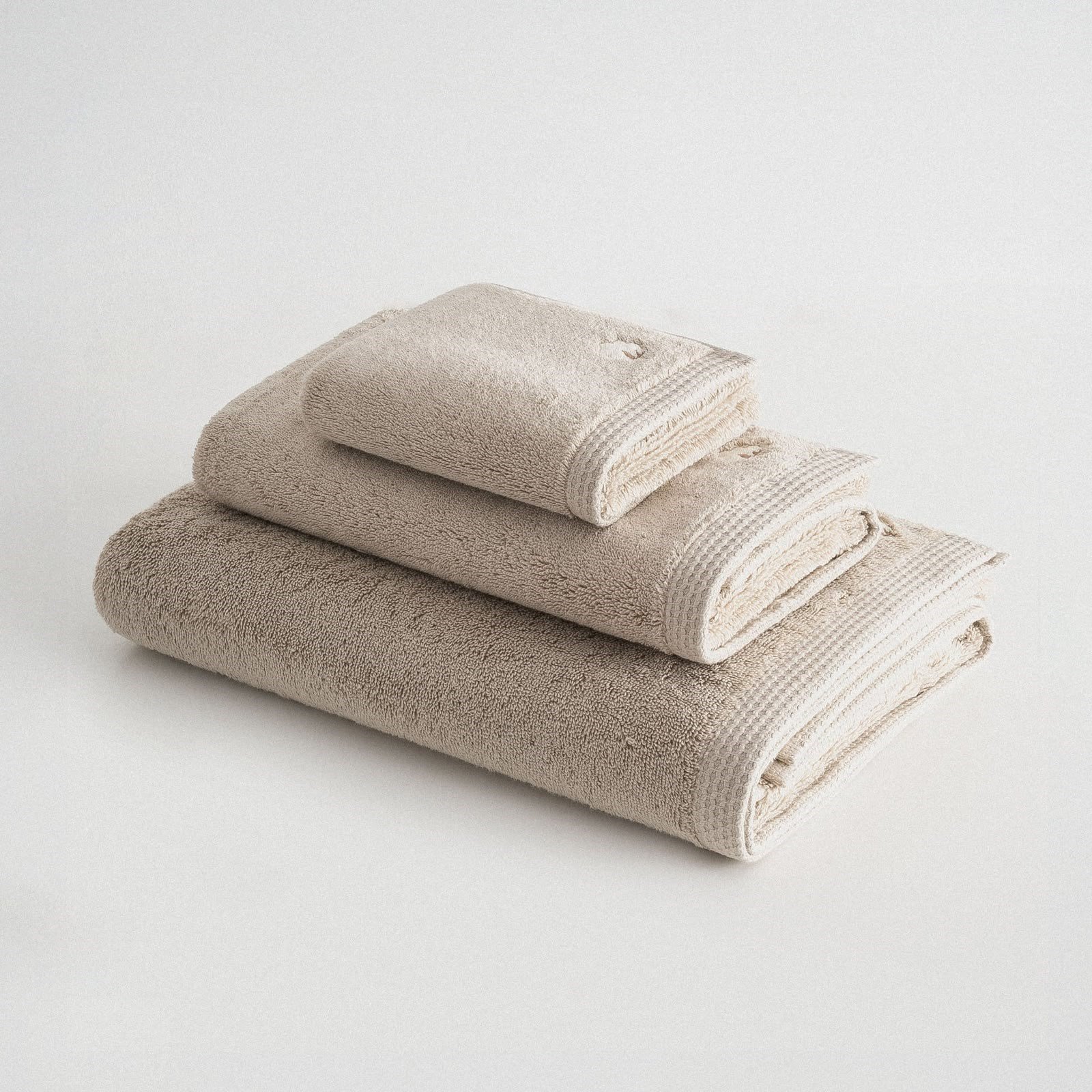 Eco Cotton Pure Cotton 3'lü Havlu Seti Organik Pamuk Kelebek Bordürlü Bej