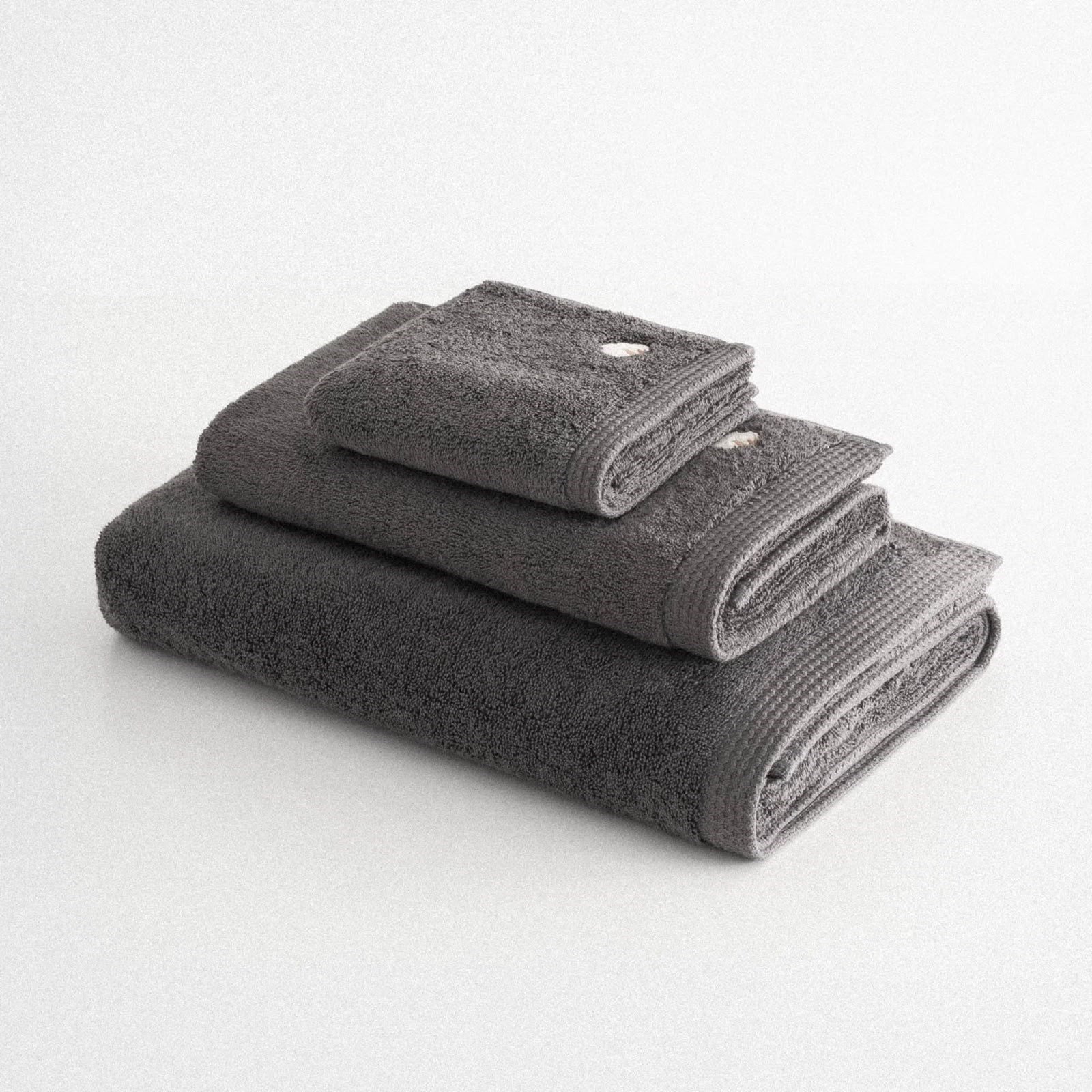 Eco Cotton Pure Cotton 3'lü Havlu Seti Organik Pamuk Kelebek Bordürlü Antrasit