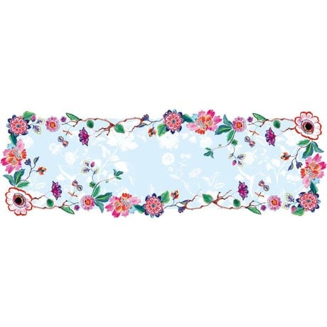 Maxxdeco Çiçek Desenli Runner Bebe Mavisi 