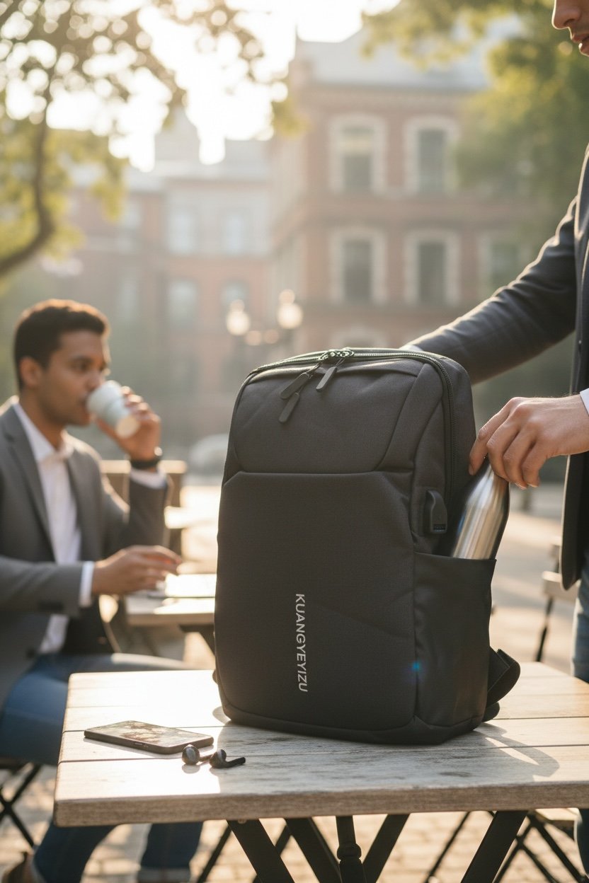 Unisex Laptop Bölmeli USB Destekli Sırt Çantası - Su Geçirmez