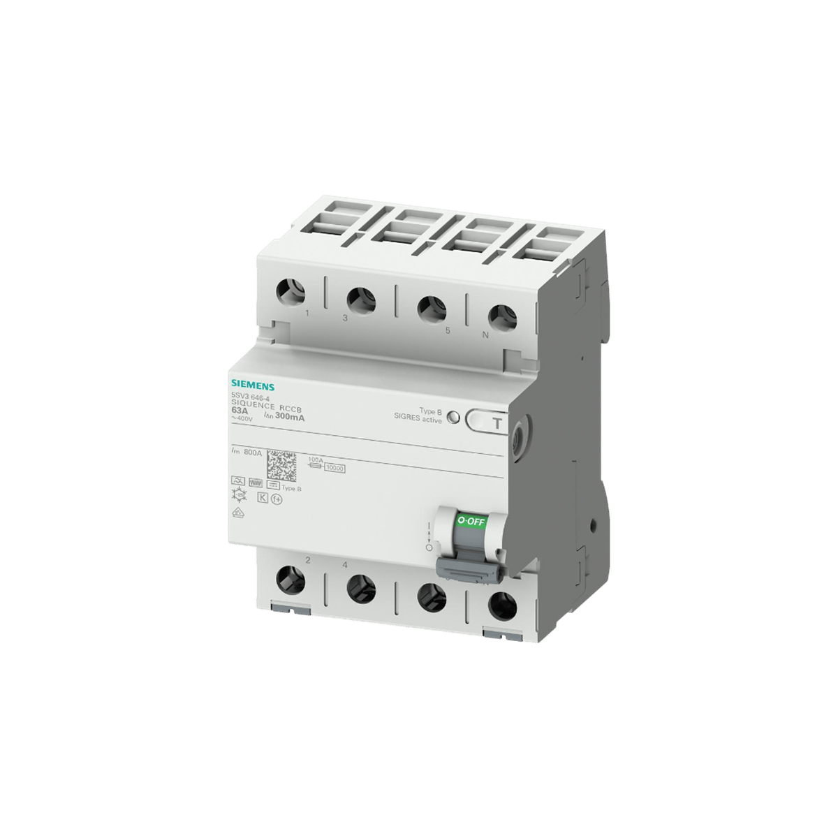 Siemens 5SV3342-4 - 25A 30mA Tip SI 4P Kaçak Akım Koruma Rölesi