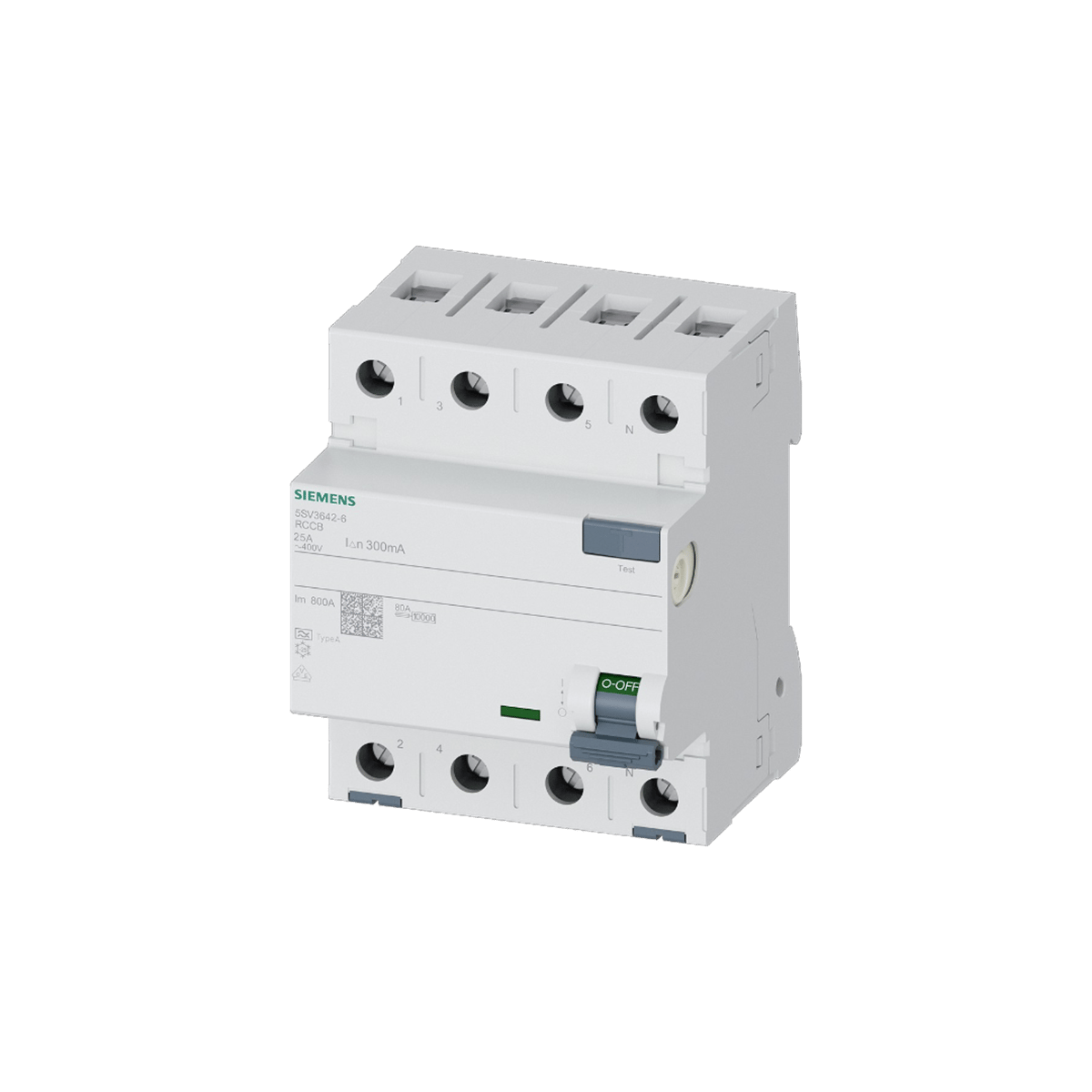 Siemens 5SV3642-6 - 25A 300mA Tip A Selektif 4P Kaçak Akım Koruma Rölesi