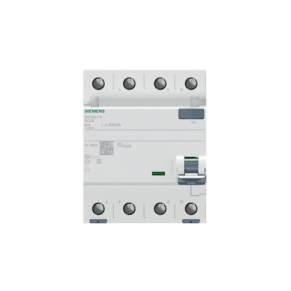 Siemens 5SV3647-8 - 80A 300mA Selektif 4P Kaçak Akım Koruma Rölesi