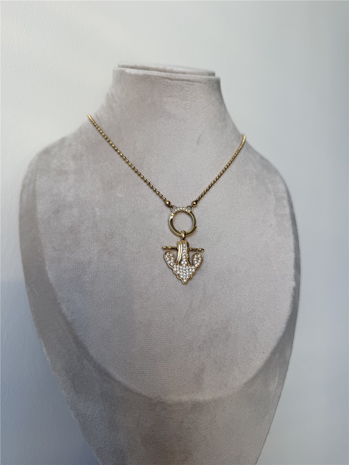 Çelik Zirkon Taşlı Marka Model Serenay Kolye Gold