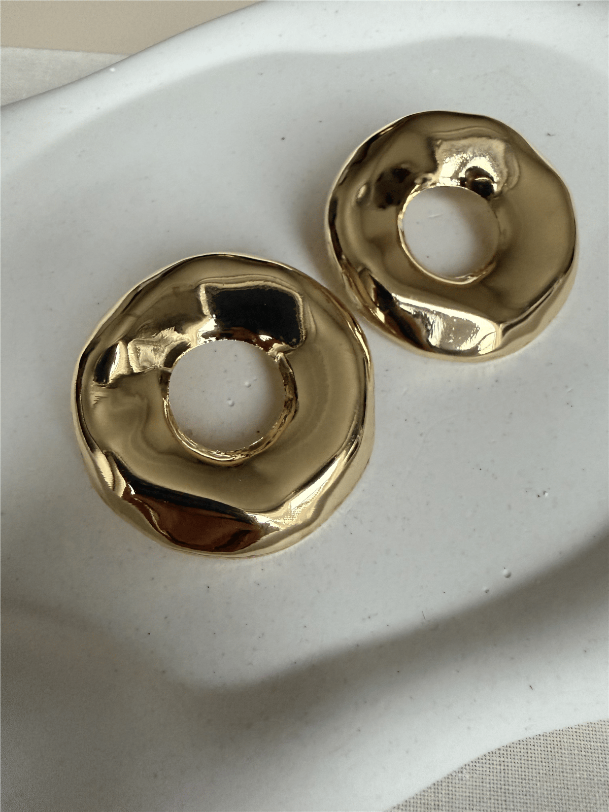 Özel Seri Geometrik Desen Yuvarlak Tasarım Küpe Gold