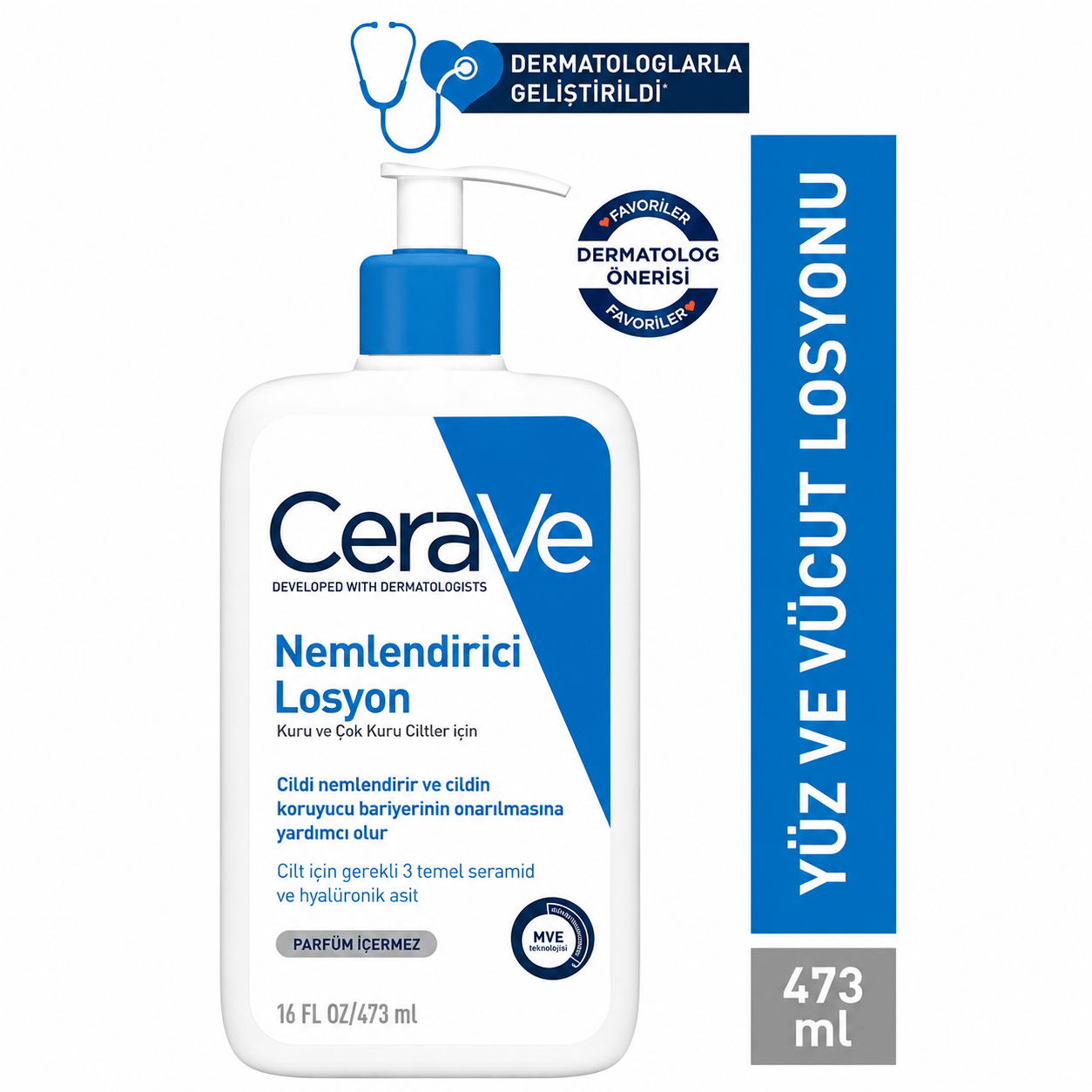 CeraVe Nemlendirici Yüz ve Vücut Losyonu-Seramid Ve Hyalüronik Asit İçerikli 473 ml