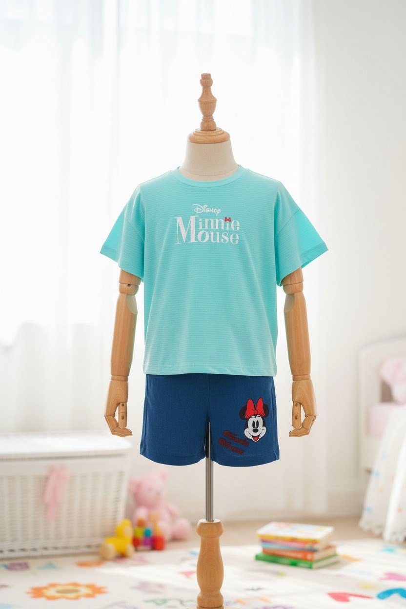 Minnie Mouse Mavi Şortlu 2'li Takım