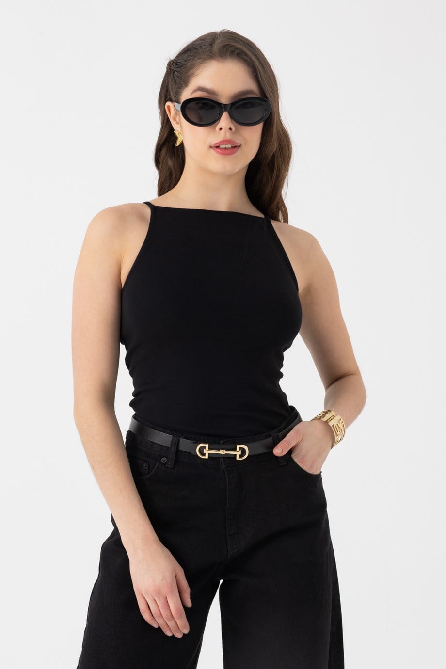 Askılı Halter Yaka Top