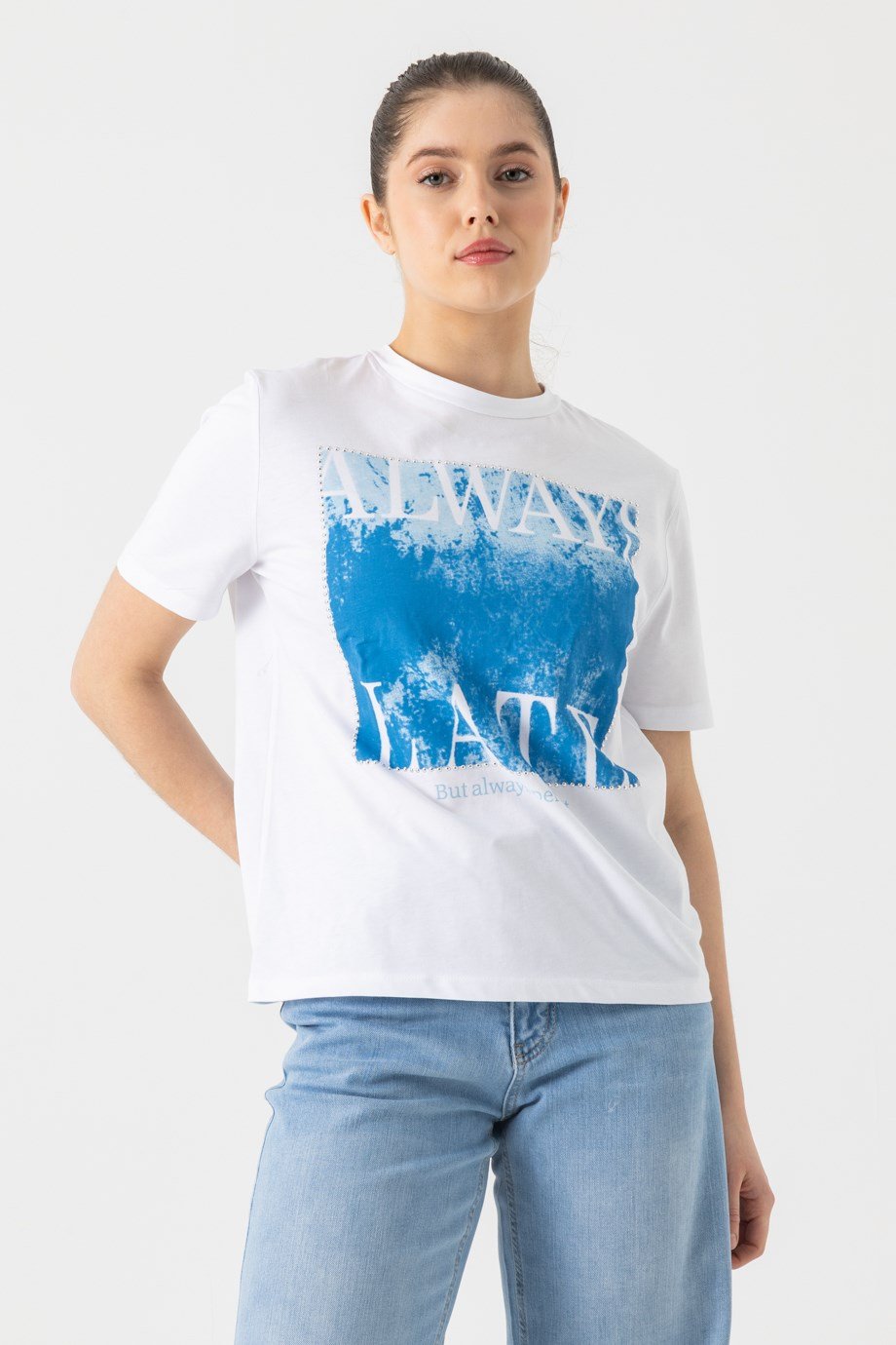 Taşlı Baskılı T-Shirt