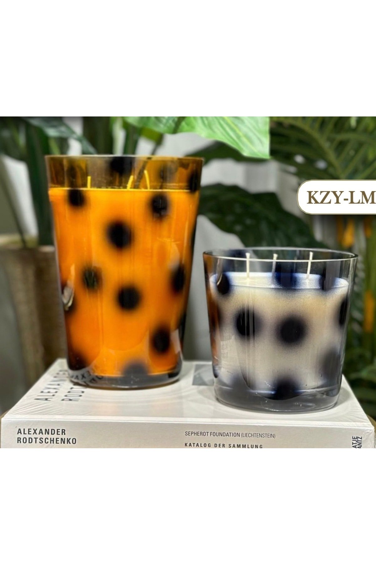 17 cm kokulu leopar desenli mum