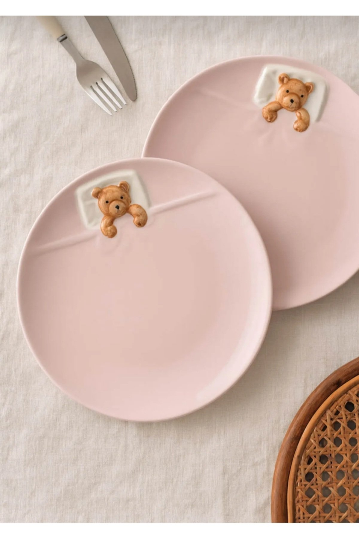6 Adet Yatan Ayı Şekilli Tasarım Tatlı,Pasta,Kahvaltı Tabağı