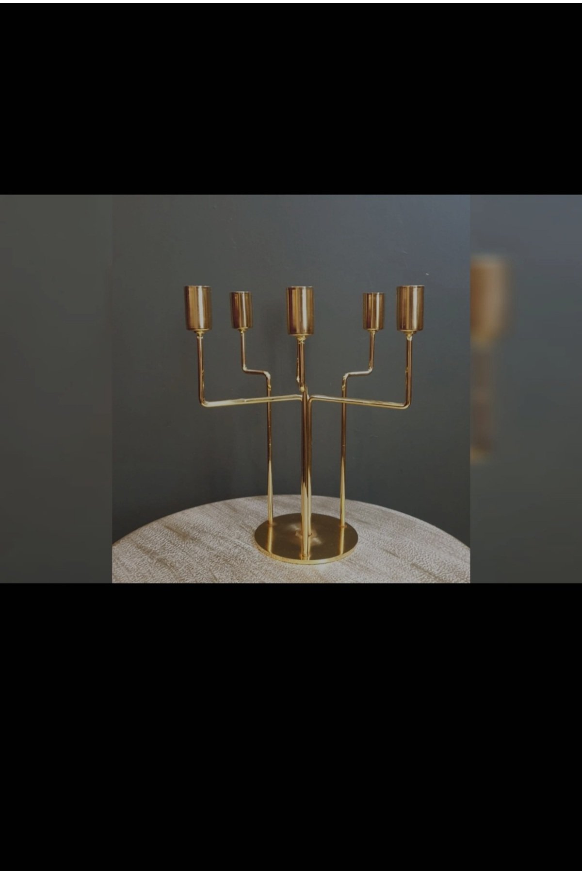 Altılı Metal Gold Şamdan