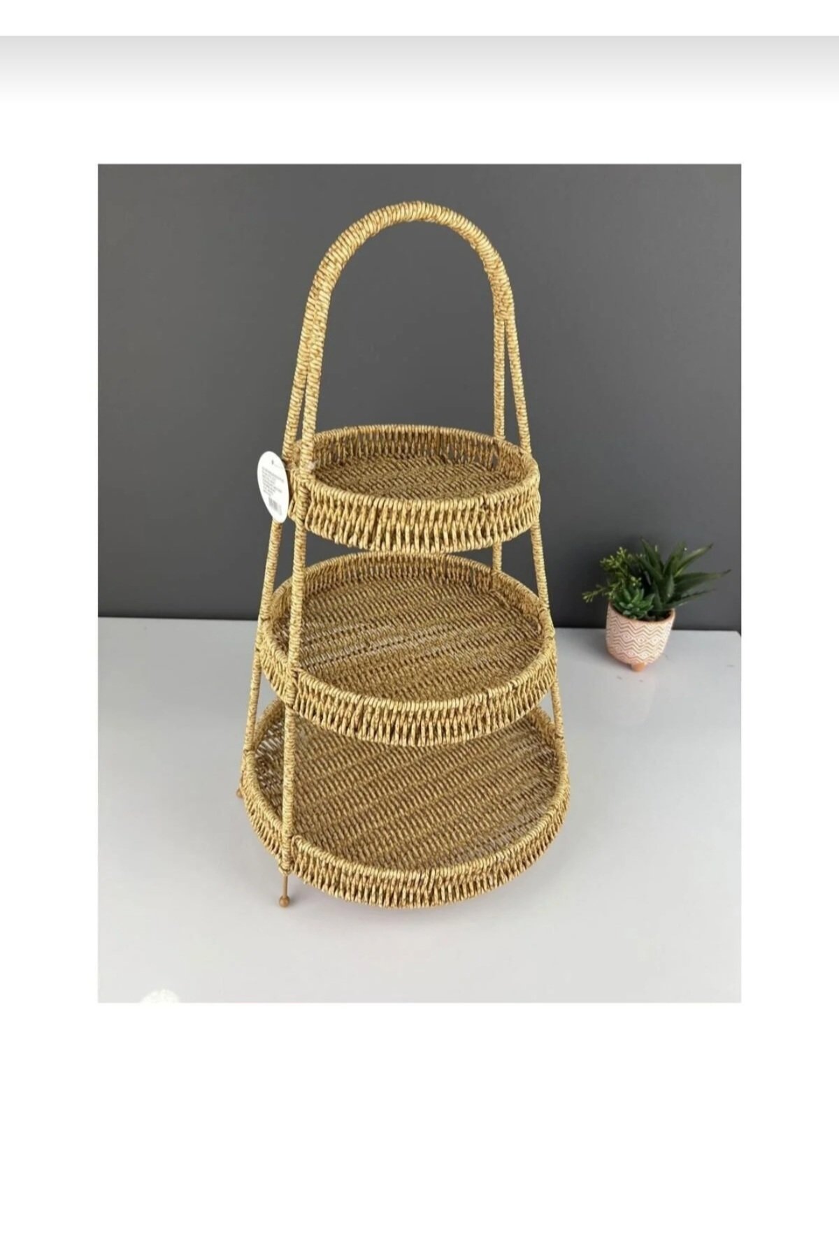 Rattan 3 katlı Sunumluk