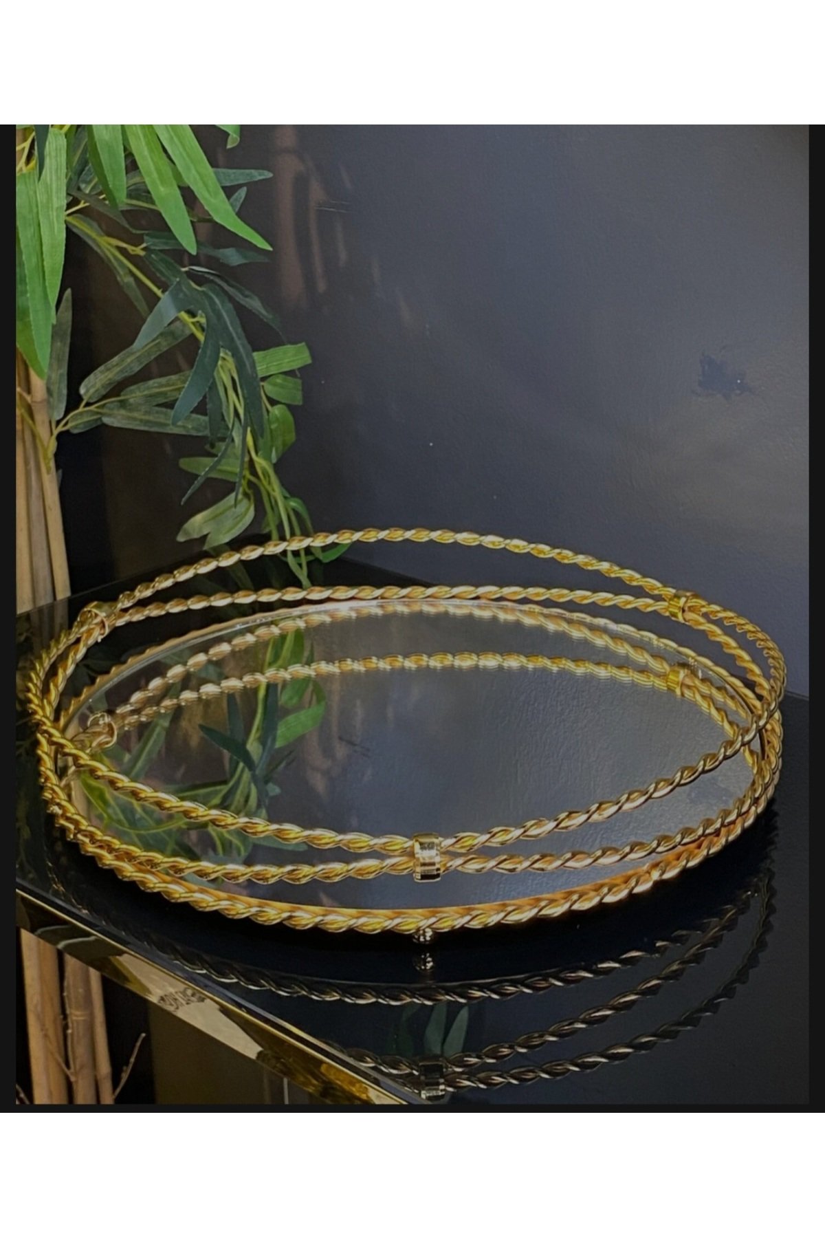 Zincir Desen Gold Tepsi
