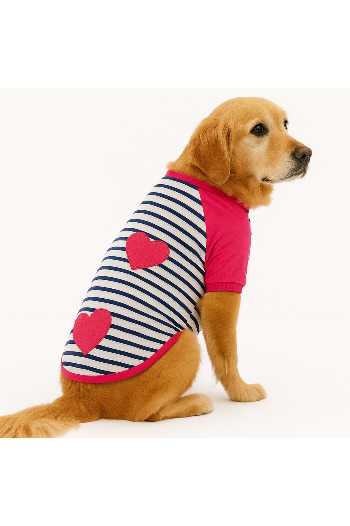Büyük Irk Pink Heart Yazlık Köpek T-Shirt Köpek Kıyafeti (11-45KG)