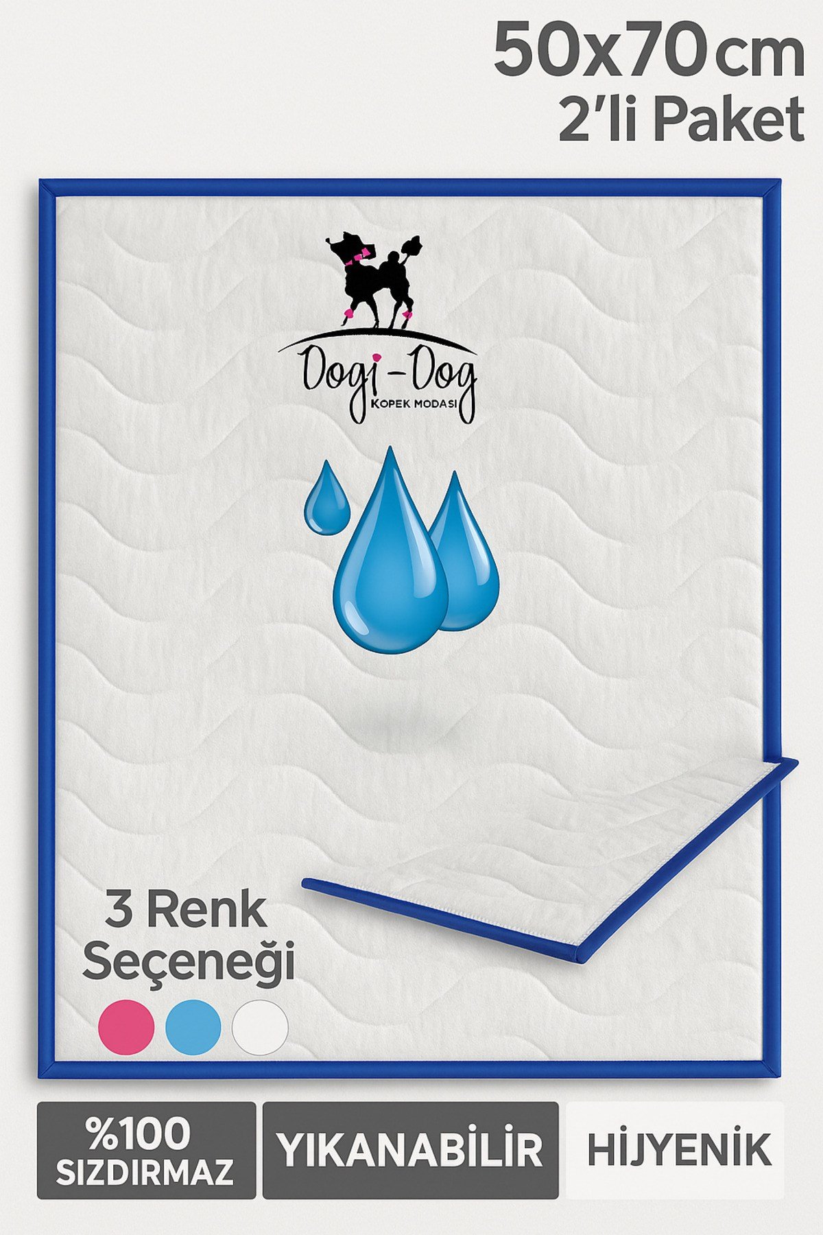 Dogi&Dog İç Mekan Köpek Mavi Çiş Pedi 50*70 CM - 2 Adet
