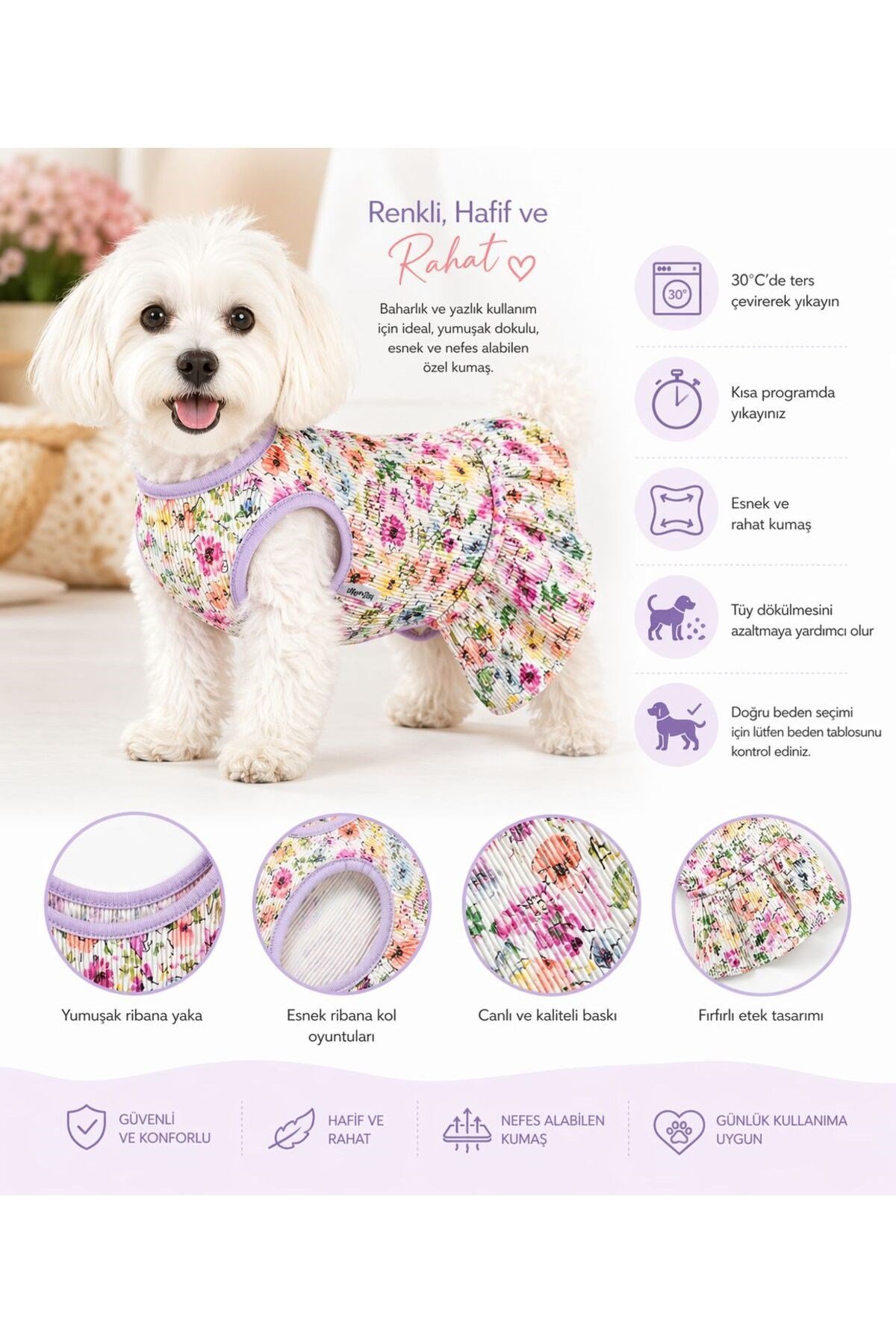 Küçük Irk Flowers Garden Köpek Kıyafeti Kedi Kıyafeti Köpek Elbisesi (1-10KG)