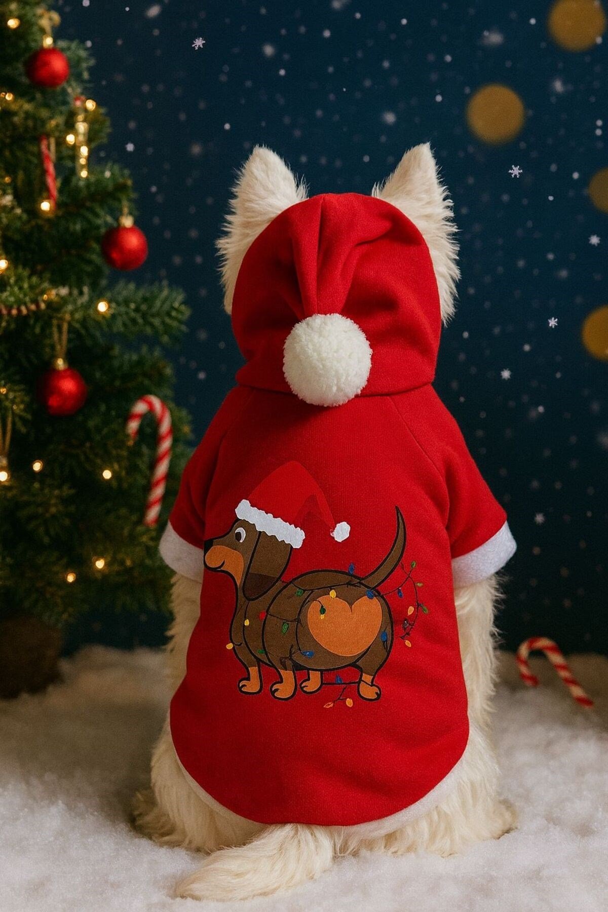 Küçük Irk Kırmızı Happy Dog Noel Yılbaşı Kıyafeti Köpek Kıyafeti (1-10KG)