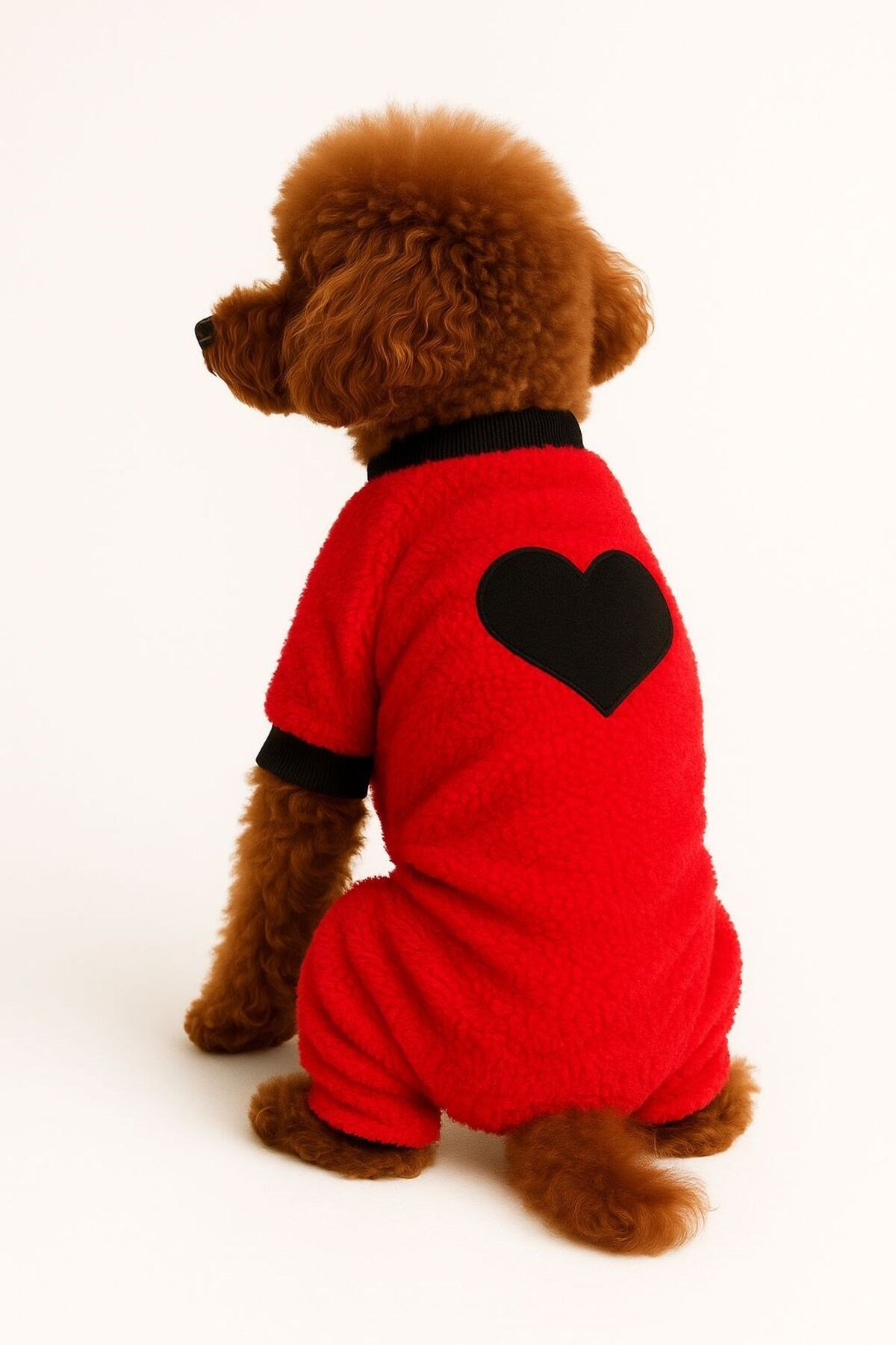 Küçük Irk Kırmızı Peluş Kışlık Polar Köpek Tulumu Köpek Kıyafeti Kedi Kıyafeti (1-10kg)