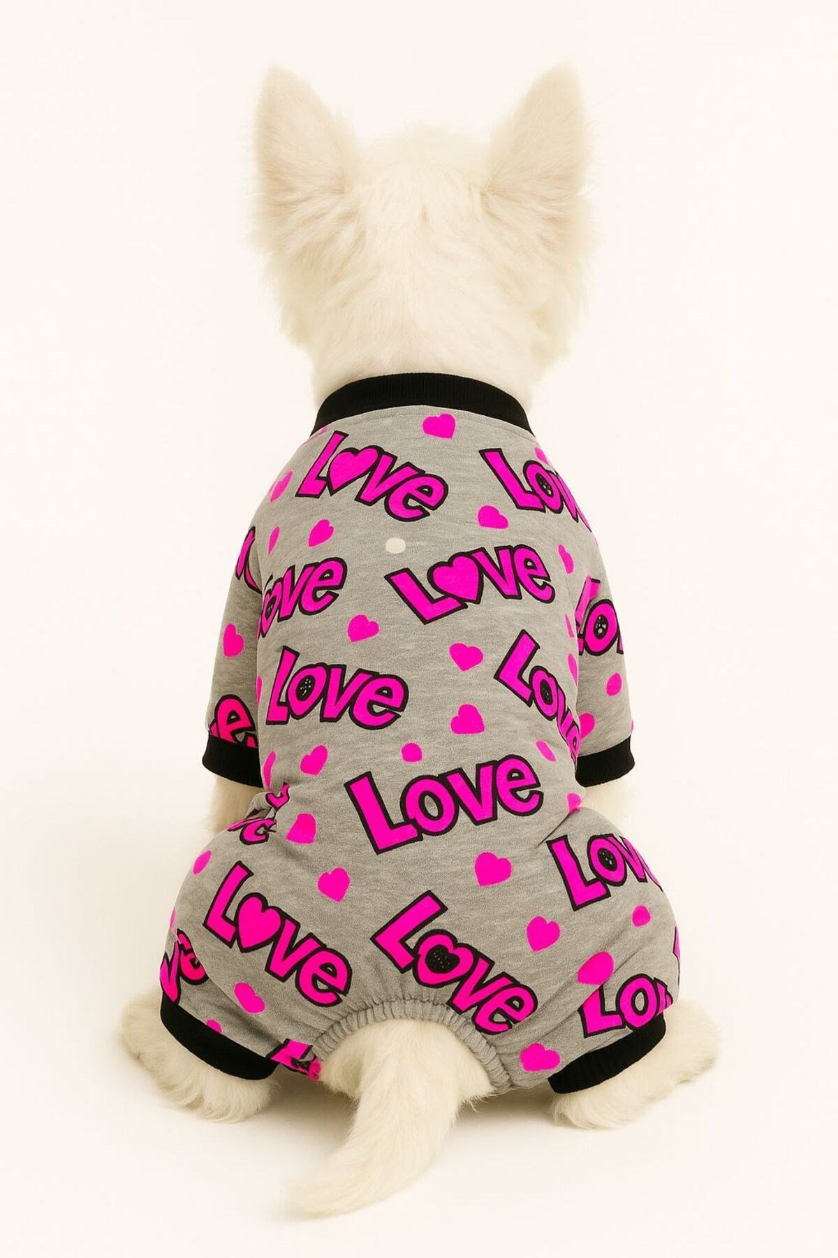 Küçük Irk Love Pink Neon Köpek Tulumu Köpek Kıyafeti Kedi Kıyafeti (1-10KG)