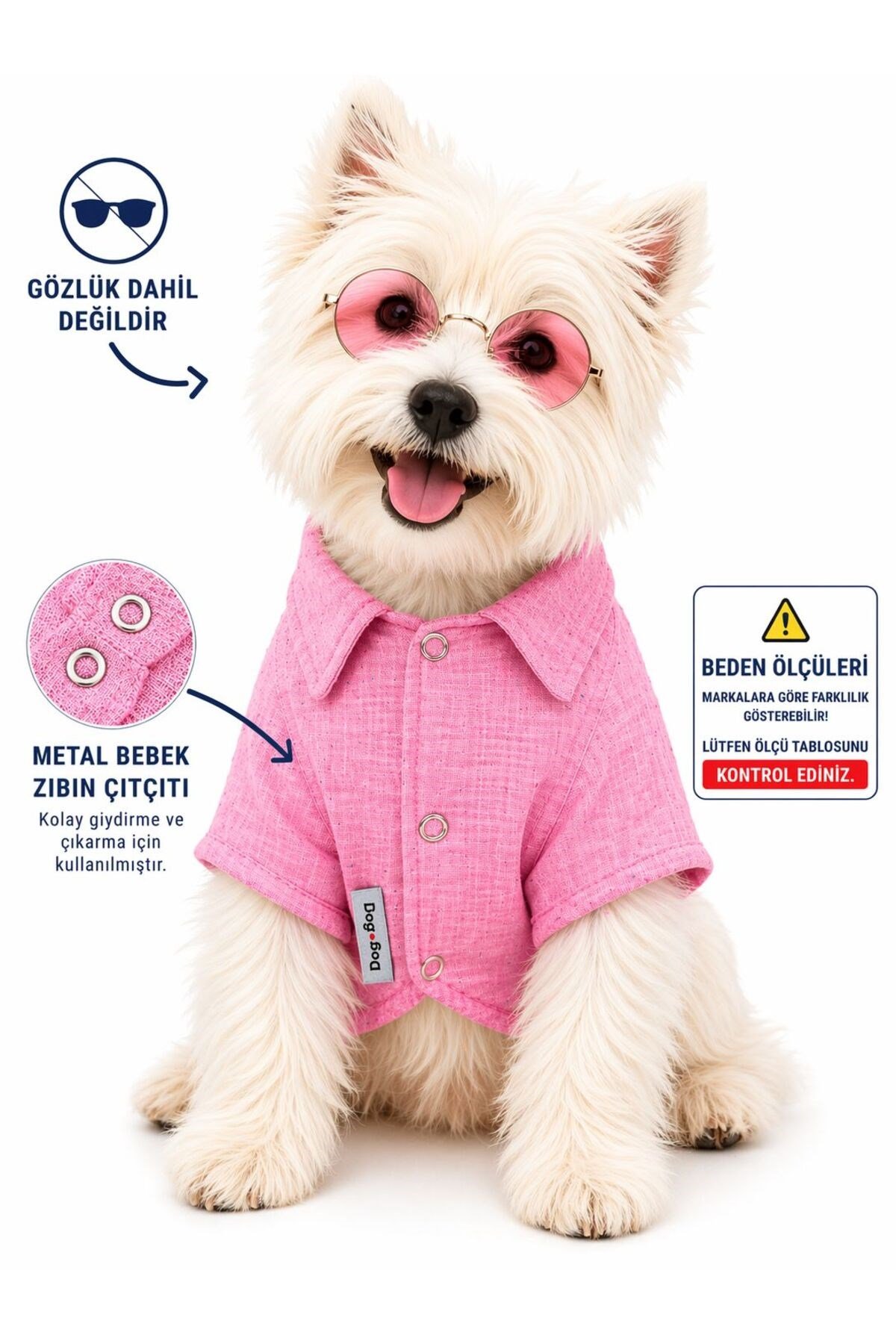 Küçük Irk Pembe %100 Pamuk Muslin Yazlık Kedi Gömleği Köpek Gömleği Köpek Kıyafeti (1-10KG)