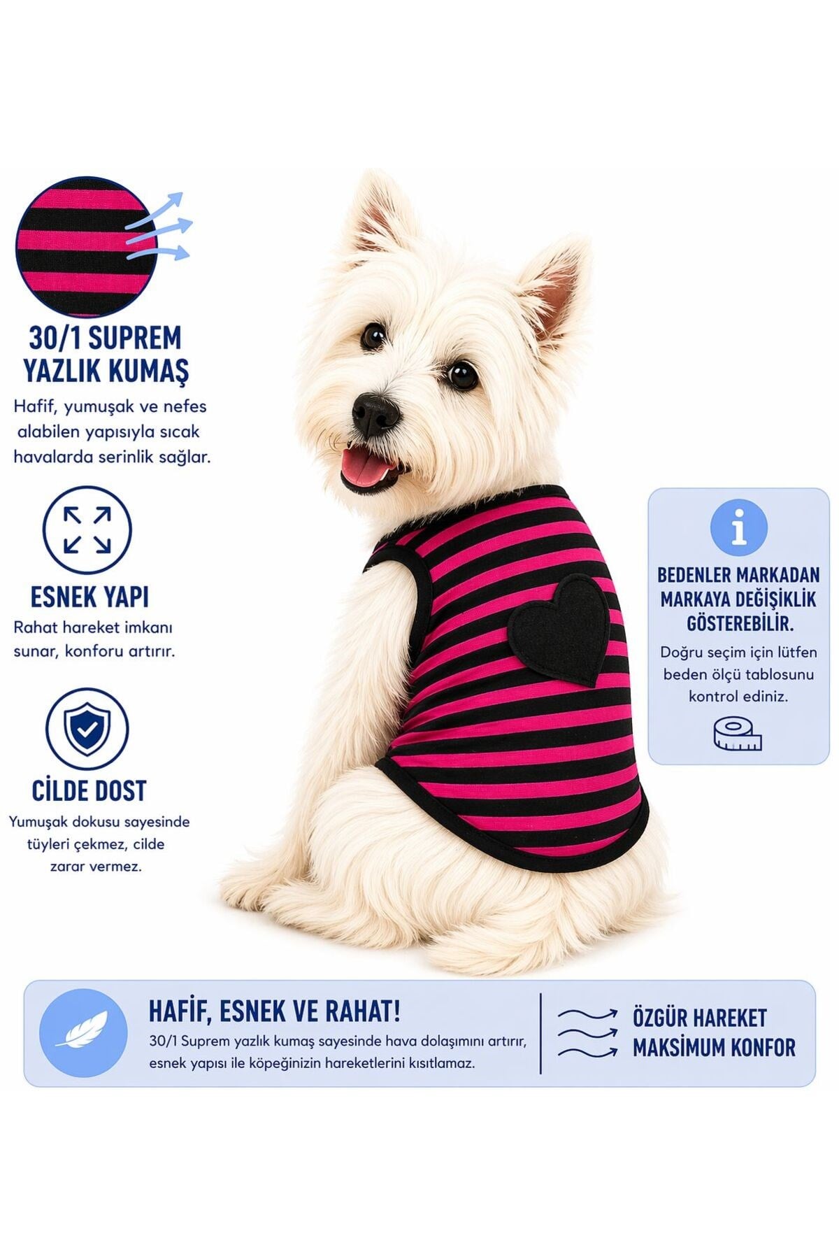 Küçük Irk Pembe Çizgili Köpek Atleti Kedi Atleti Köpek Kıyafeti (1-10KG)