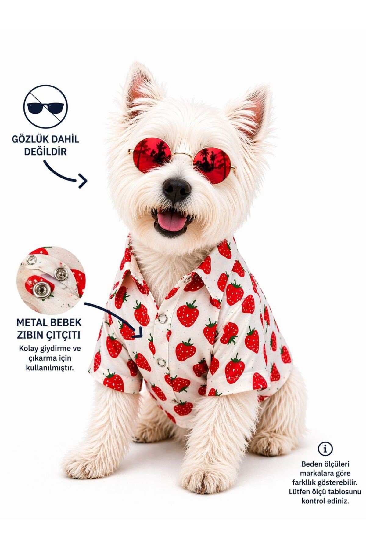 Küçük Irk Strawberry Yazlık Kedi Gömleği Köpek Gömleği Köpek Kıyafeti (1-10KG)