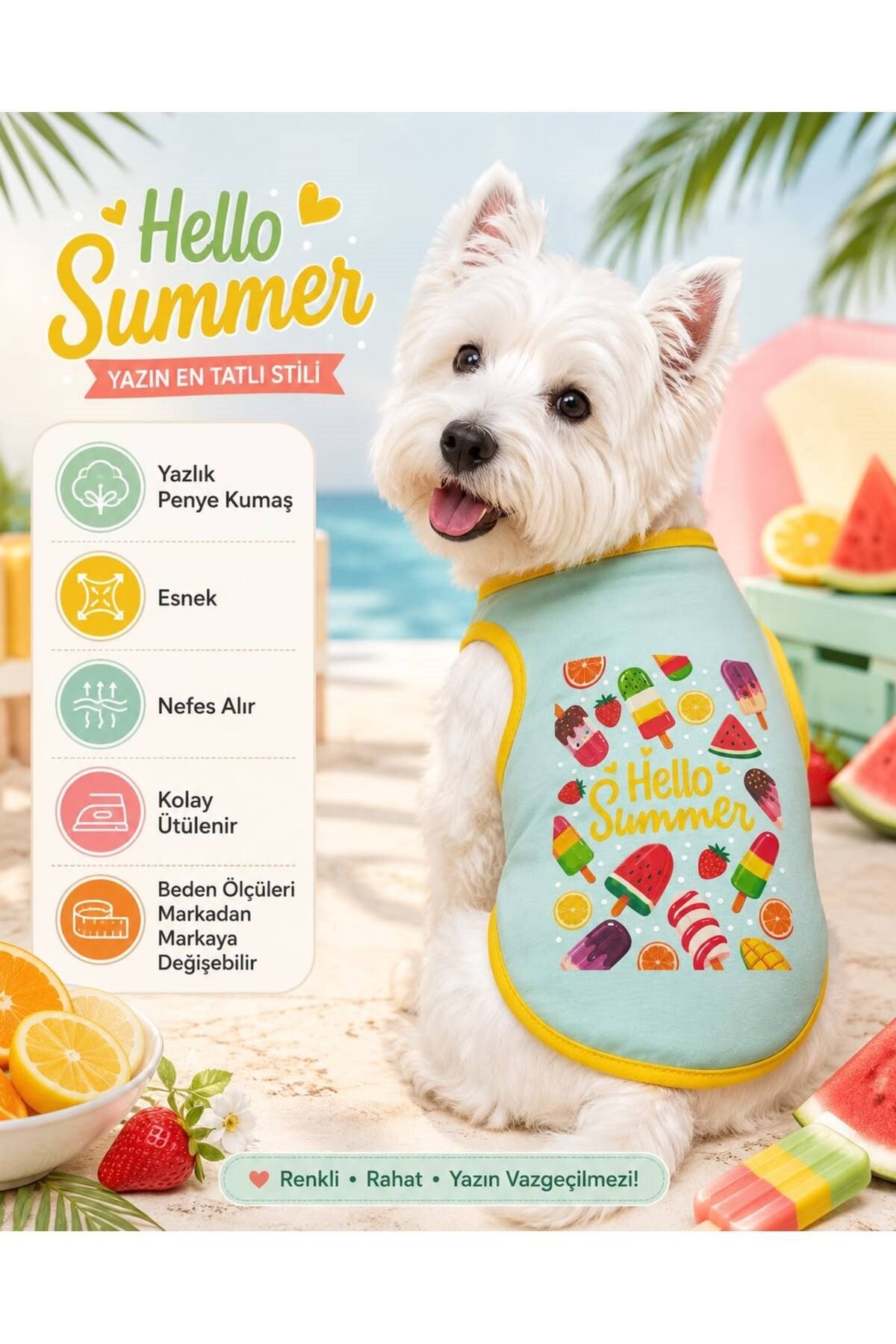 Küçük Irk Summer Time Köpek Kıyafeti Kedi Kıyafeti (1-10KG)