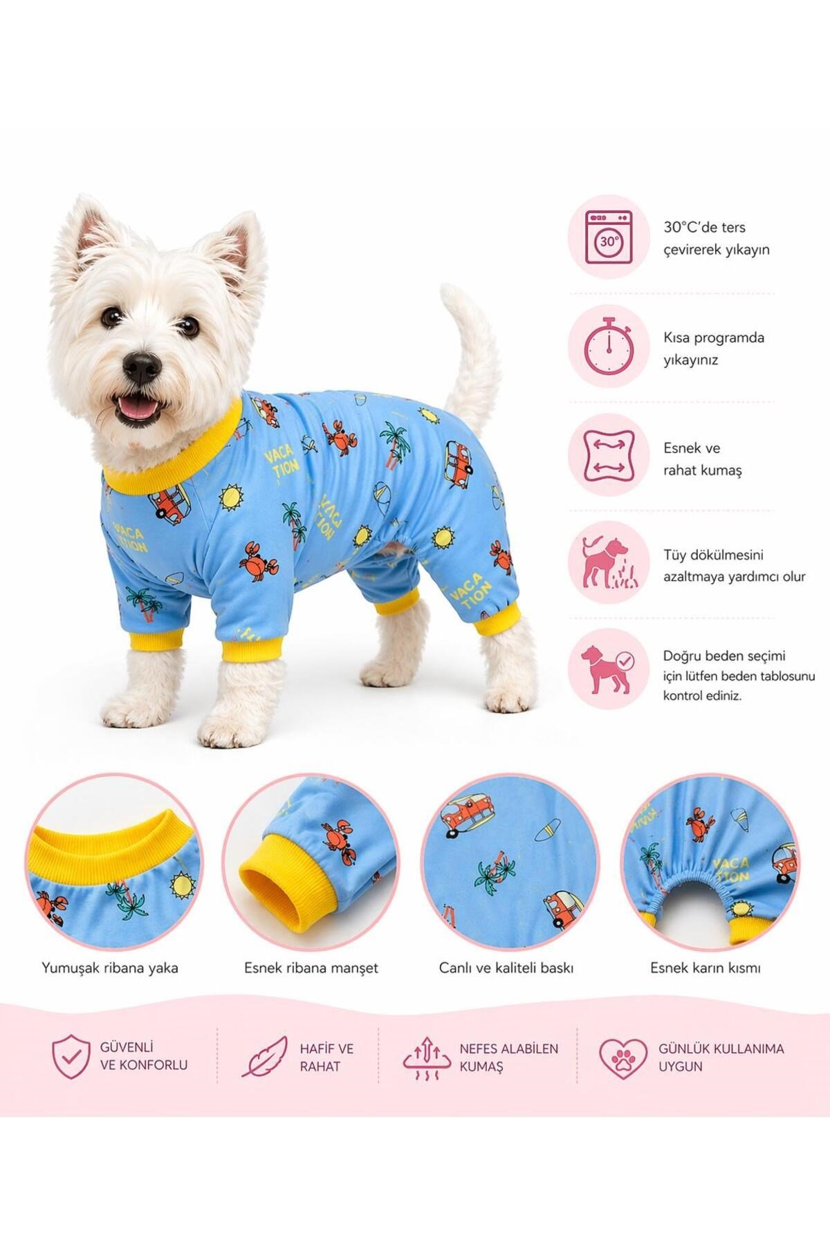 Küçük Irk Summer Vibes Köpek Tulumu Kedi Kıyafeti Köpek Kıyafeti (1-10KG)