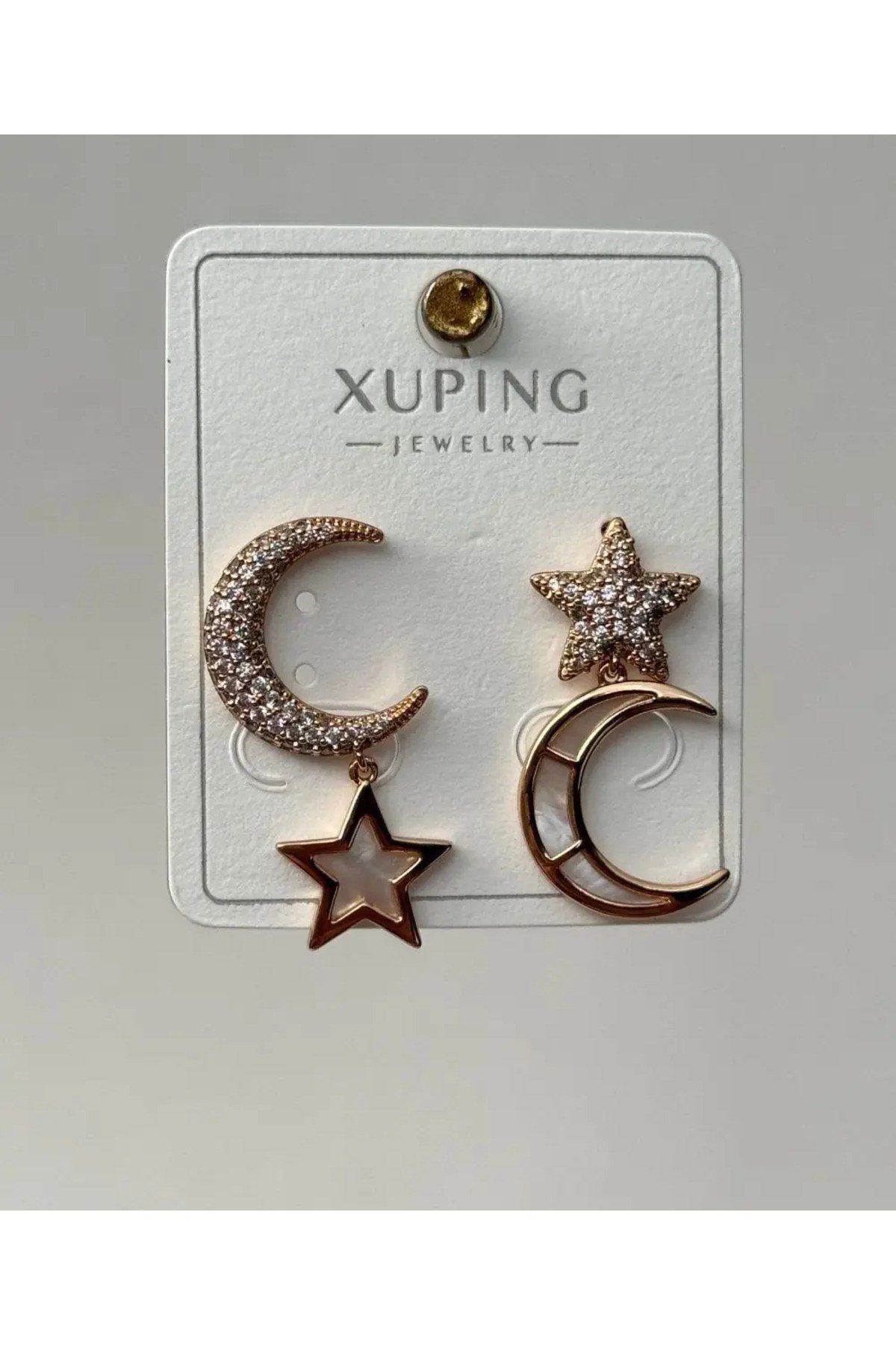 Xuping Ay Yıldız Taşlı Küpe