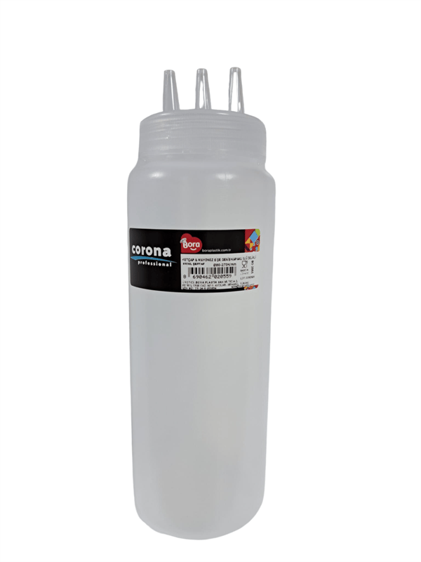 Corona Professional Ketçap & Mayonez Şişe 3 Delikli B.950 ml ŞEFFAF BO2055