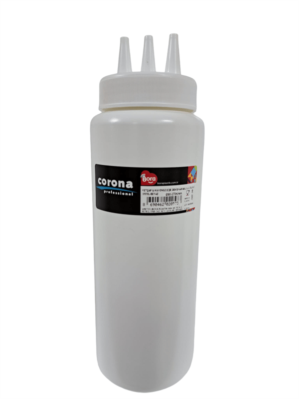 Corona Professional Ketçap & Mayonez Şişe 3 Delikli B.950 ml BEYAZ BO2057