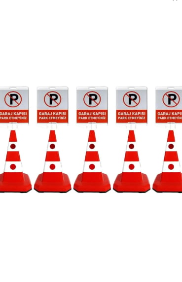 5 ADET Garaj Kapısı Park Etmeyiniz Ultra Kedi Gözlü Trafik Koni Seti Trafik Dubası