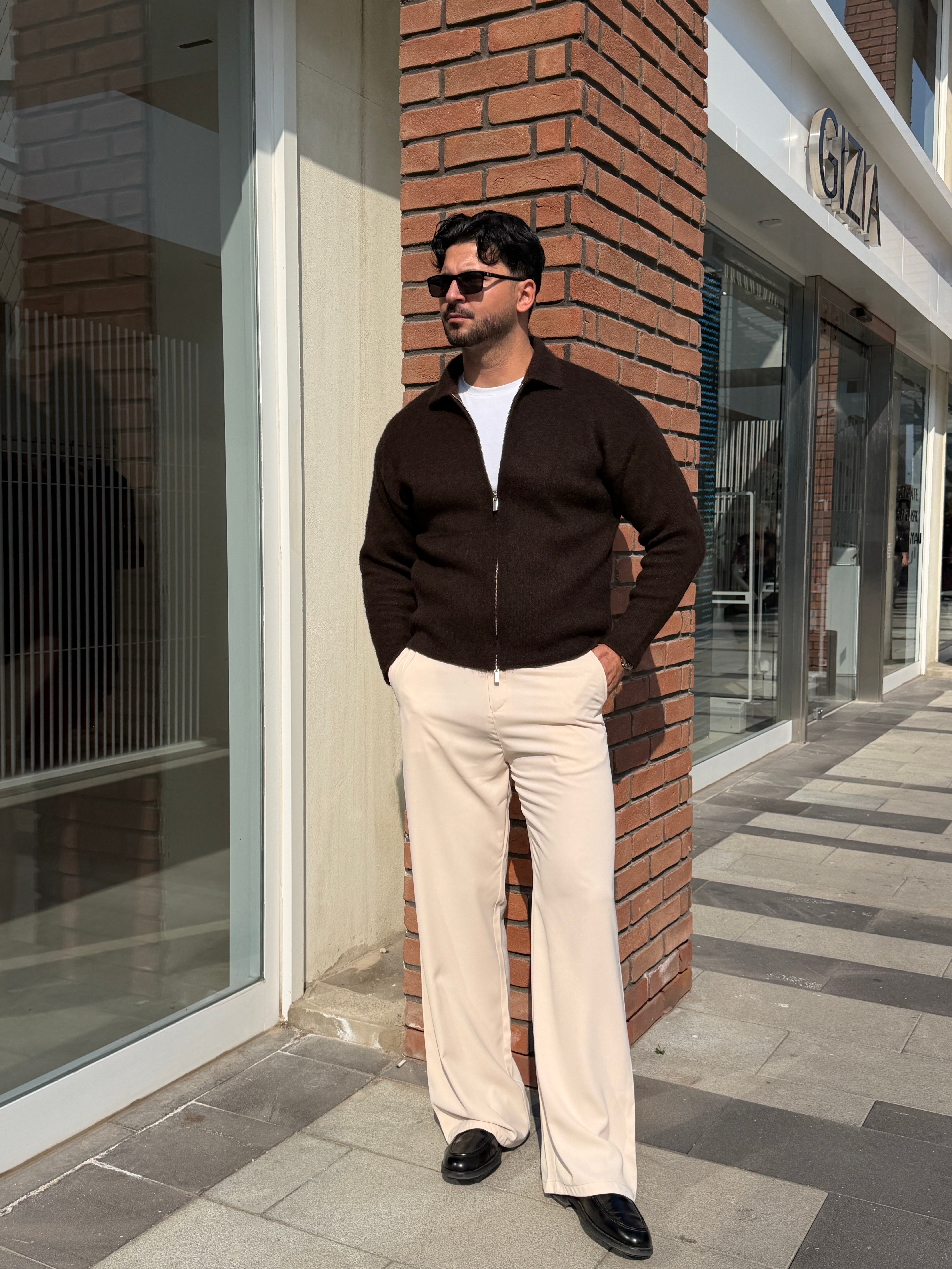 Fermuralı Kahverengi Ceket