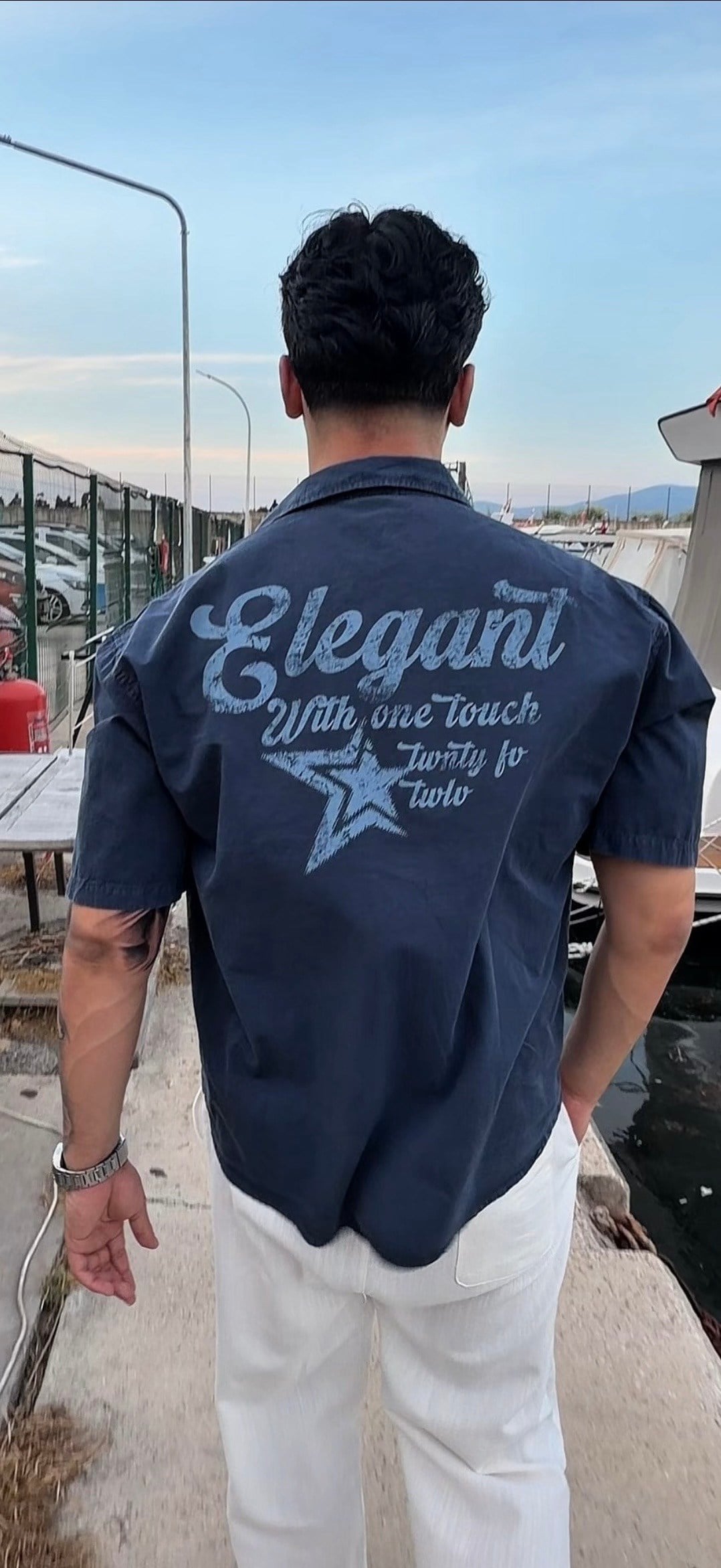Mavi Kisa Kol Gömlek