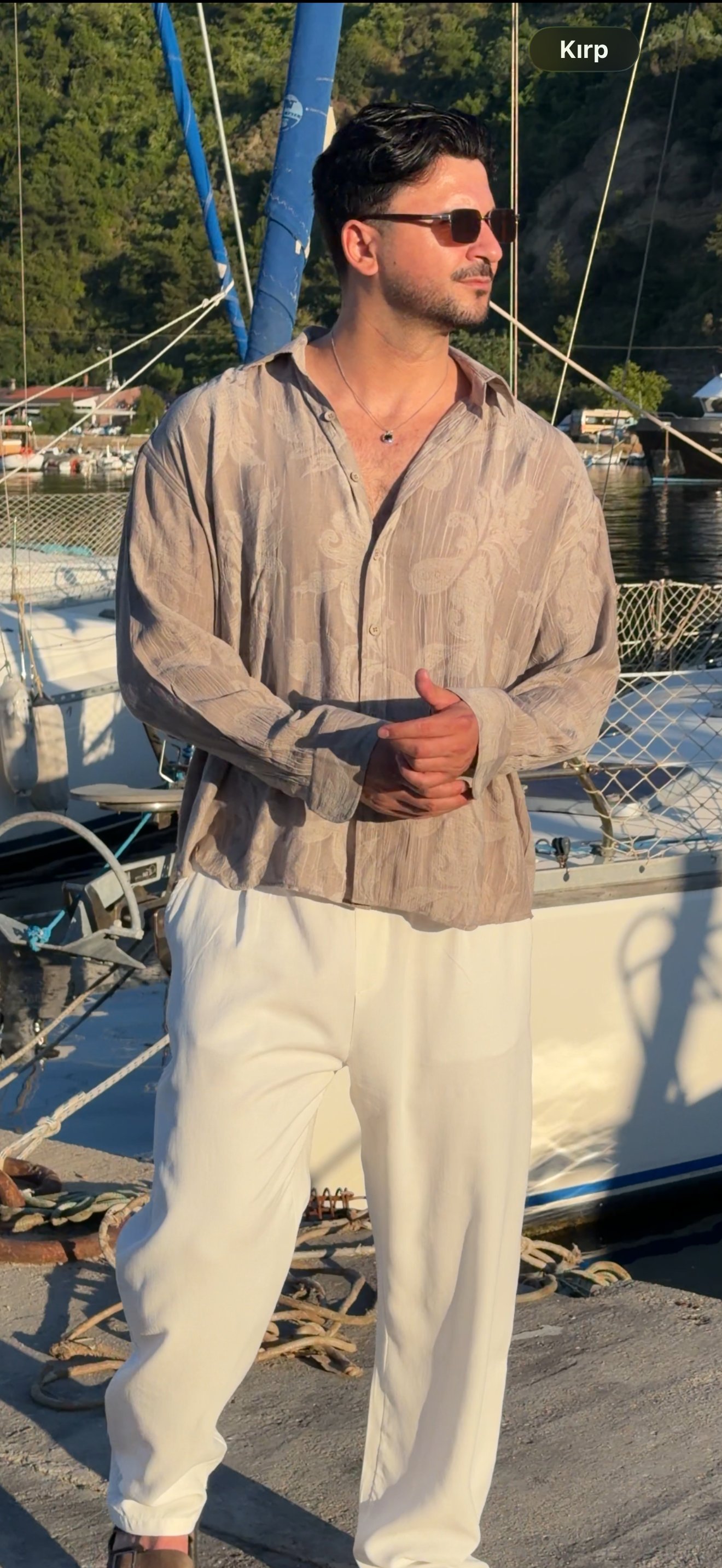 Premium etnik desen oversize gömlek