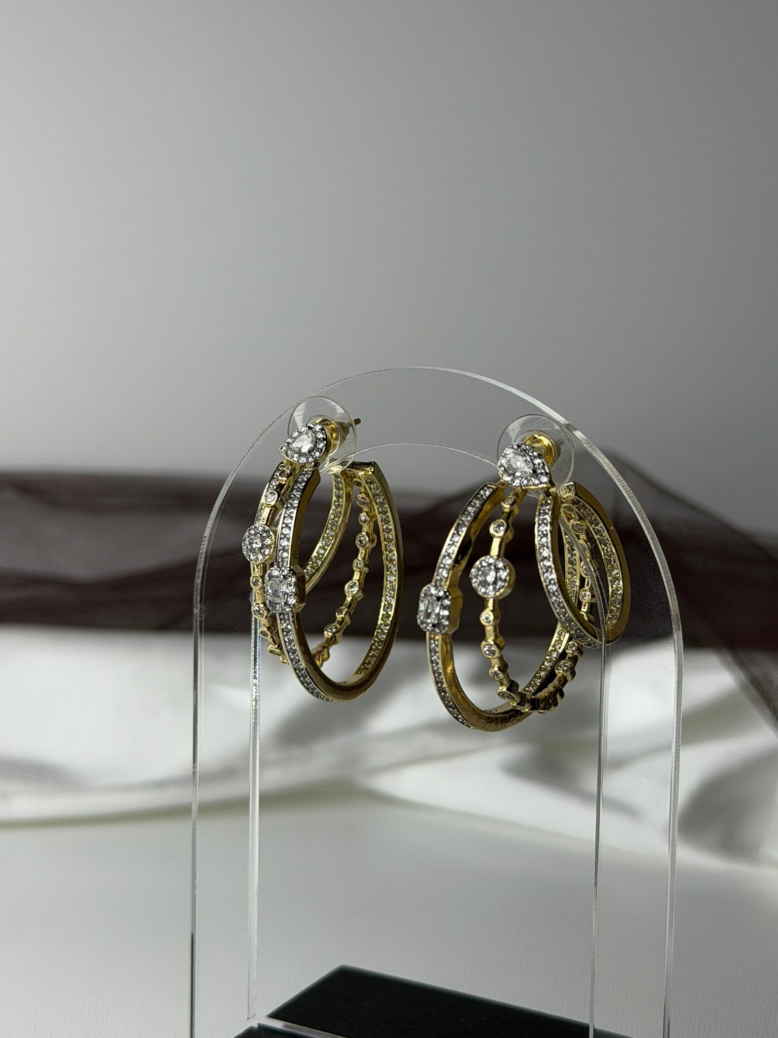 Luxe Taşlı Trible Halka Küpe